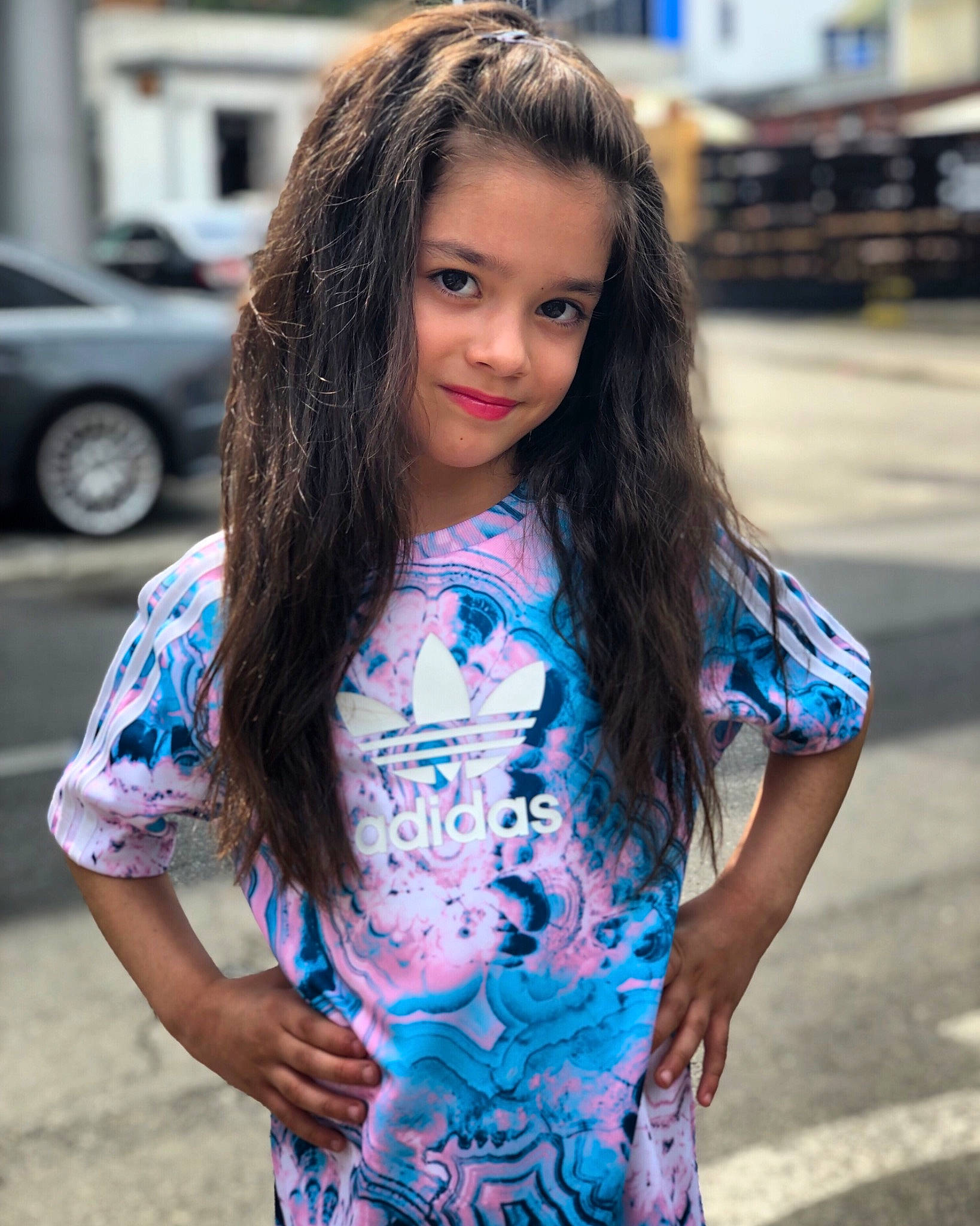 Priscilla joined the competition — help win amazing prizes! beauty, black_hair, blue, brown_hair, child, child_model, cool, electric_blue, face, fashion, hair, hair_coloring, hairstyle, lip, long_hair, person, shoulder, snapshot, street_fashion, t_shirt