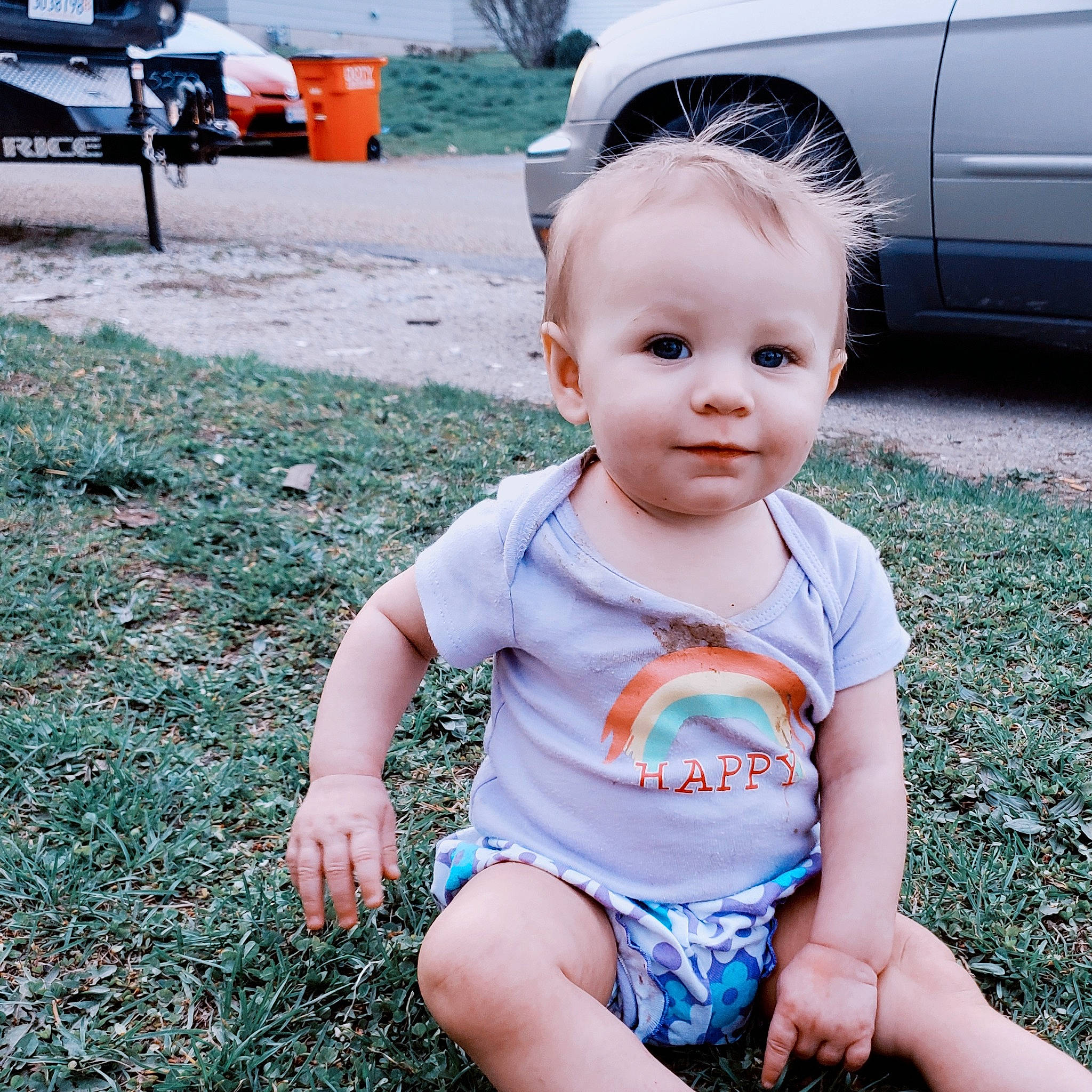 Kora joined the competition — help win amazing prizes! automotive_lighting, automotive_tire, baby_toddler_clothing, car, cool, grass, happy, light, motor_vehicle, people_in_nature, person, photograph, plant, public_space, sleeve, tire, toddler, vehicle, wheel, white