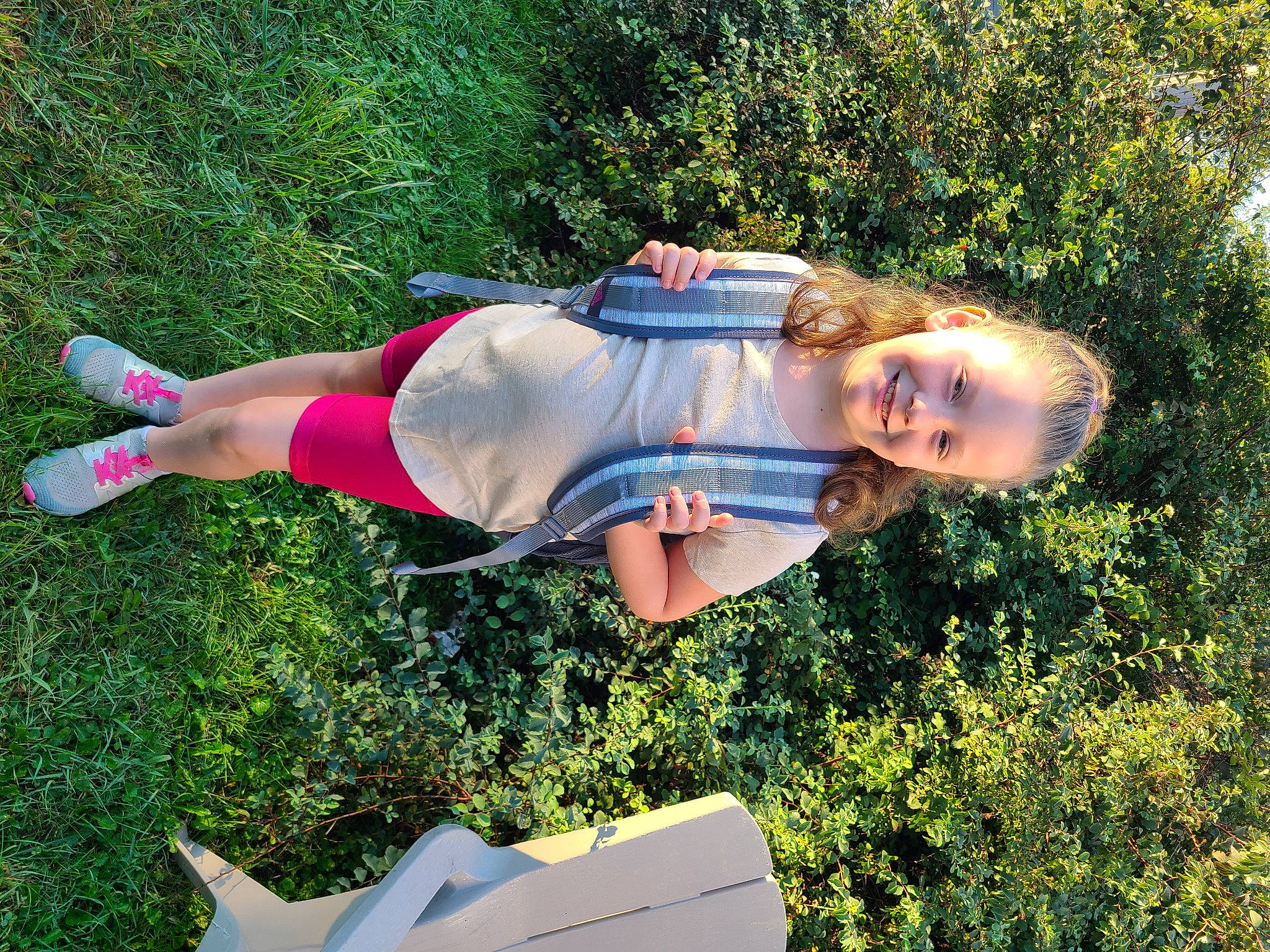 Krista joined the competition — help win amazing prizes! elbow, electric_blue, fun, grass, grassland, happy, human_leg, joy, leisure, people_in_nature, person, plant, recreation, shrub, smile, summer, t_shirt, thigh, tree