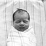 Bennett joined the competition — help win amazing prizes! newborn, baby, infant, wrapped, blanket, sleeping, striped, soft, monochrome, black_and_white, face, head, peaceful, portrait, indoors, closeup, resting, person, cute, lying_down