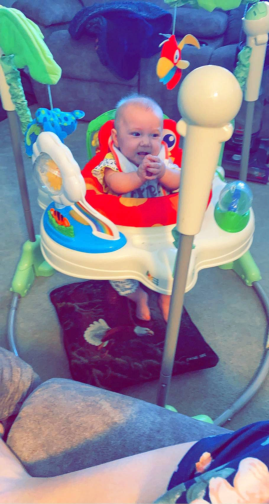 Analeah is registered to the contest to win money with this photo: baby, baby_products, baby_safety, baby_toddler_clothing, baby_toys, blue, child, cleanliness, comfort, electric_blue, fun, human_body, leg, leisure, person, plastic, play, room, sitting, toddler