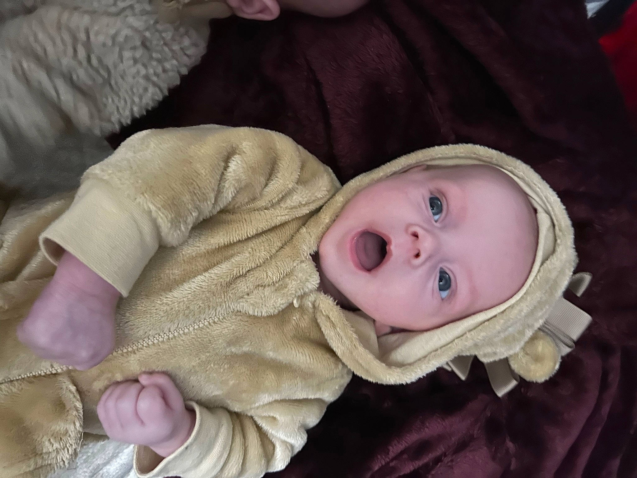 Maverick joined the competition — help win amazing prizes! baby, baby_products, baby_toddler_clothing, cheek, child, comfort, eye, facial_expression, head, iris, jacket, linens, lip, nose, person, pink, skin, sleeve, surprise, textile