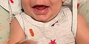 Kohlson joined the competition — help win amazing prizes! baby, smiling, hat, white_clothing, stars, hot_dog_print, sleeveless_top, infant, happy, hand, cute, indoor, child, face, portrait, expressive, playful, clothing, closeup, cheerful