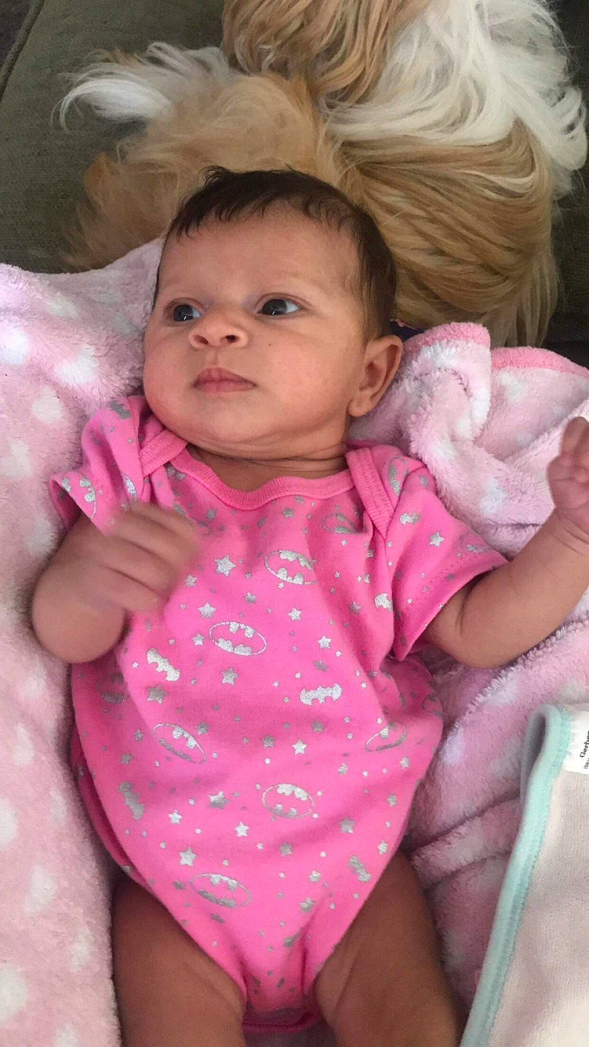 Gabriella joined the competition — help win amazing prizes! baby, cheek, child, eye, face, head, iris, lip, neck, person, pink, skin, smile, toddler