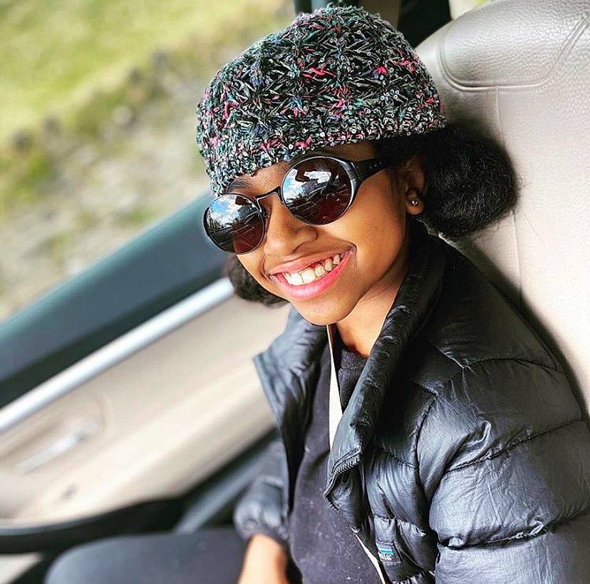 Fatinah is registered to the contest to win money with this photo: aviator_sunglass, beanie, black_hair, cap, cool, eyewear, fashion_accessory, fun, glasses, goggles, hat, headgear, headwear, joy, person, personal_protective_equipment, smile, street_fashion, sunglasses, vision_care