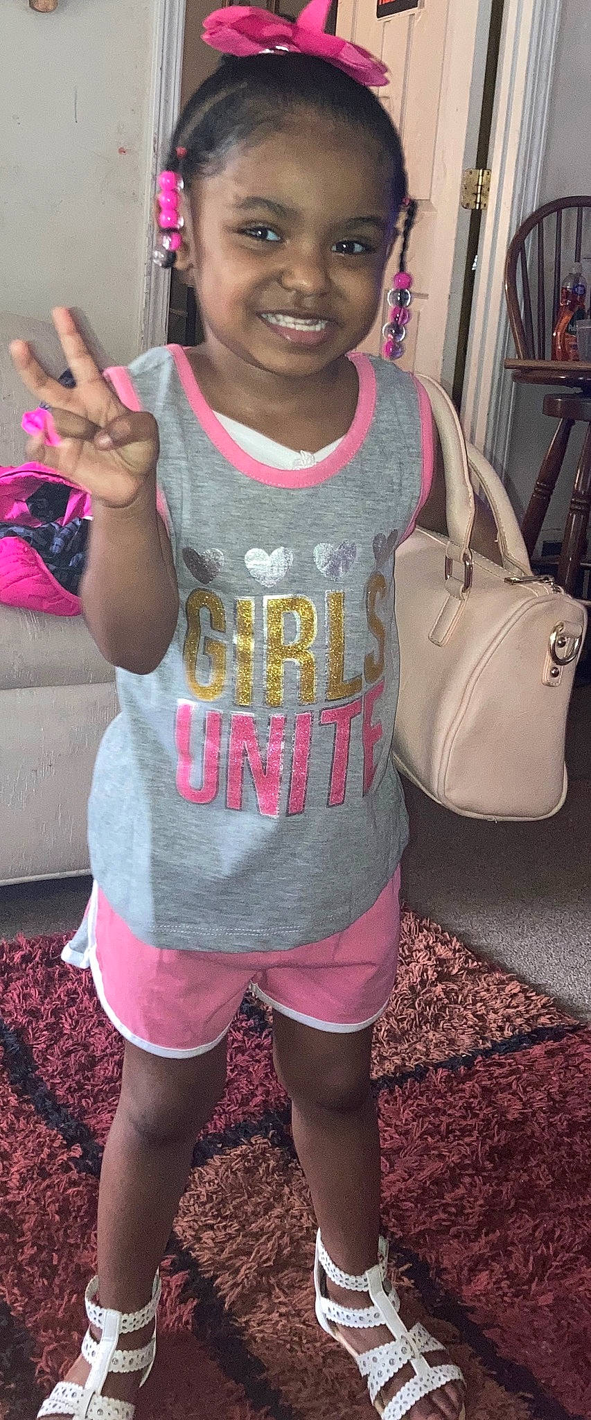 Aylah joined the competition — help win amazing prizes! arm, black, black_hair, cool, hairstyle, happy, joint, joy, leisure, luggage_and_bags, magenta, people, person, pink, shoulder, sleeve, smile, street_fashion, t_shirt, thigh