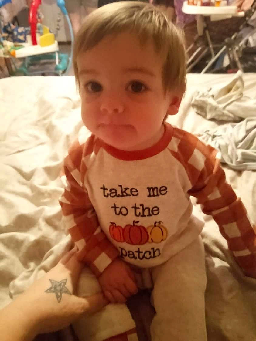 Raylynn joined the competition — help win amazing prizes! baby, baby_toddler_clothing, cheek, chest, ear, eye, facial_expression, finger, hair, hairstyle, happy, head, iris, mouth, nose, person, product, skin, sleeve, thumb