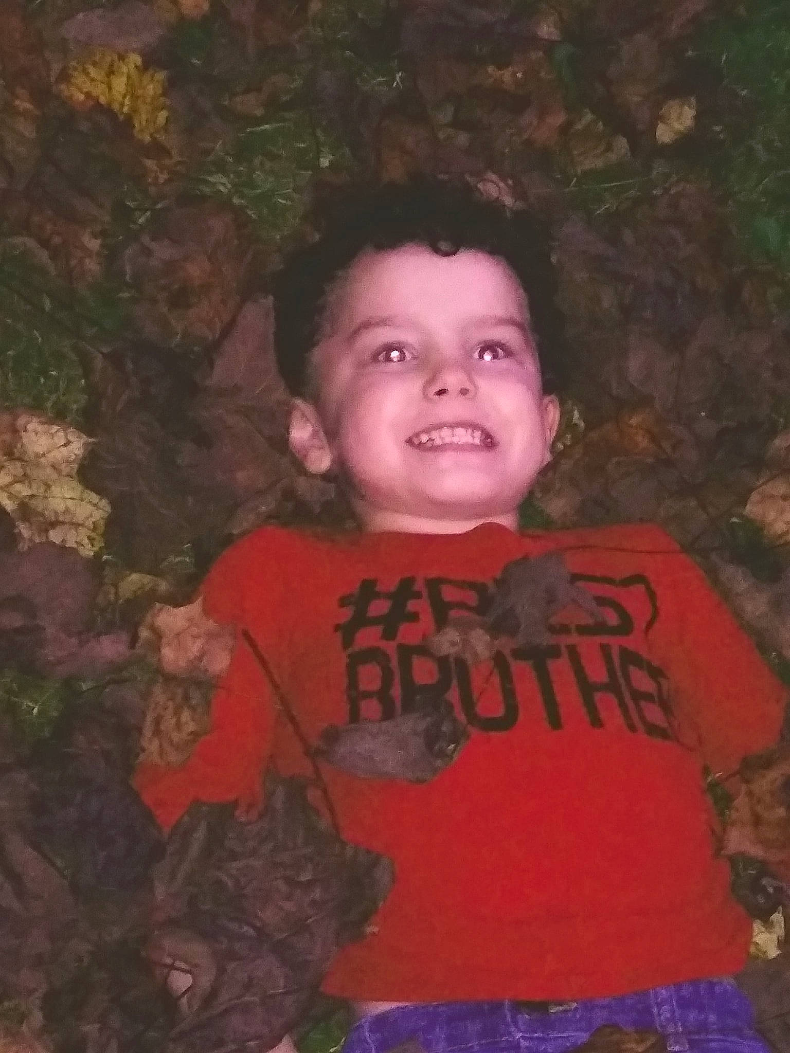 Cale is registered to the contest to win money with this photo: cheek, child, chin, darkness, flash_photography, forehead, fun, grass, happy, iris, joy, lip, mouth, night, nose, person, rock, sleeve, smile, t_shirt