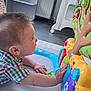 Maylon participe au concours pour gagner de l'argent avec cette photo : baby, child, indoor, toy, colorful, shirt, checkered, hand, floor, playtime, curious, infant, interactive_toy, face, young_child, crawling, bright_colors, home, activity, exploring