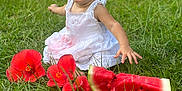 Oaklynn is registered to the contest to win money with this photo: baby, backyard, clothing, dress, face, flower, food, fruit, grass, head, lawn, nature, outdoors, person, petal, photography, plant, portrait, produce, summer