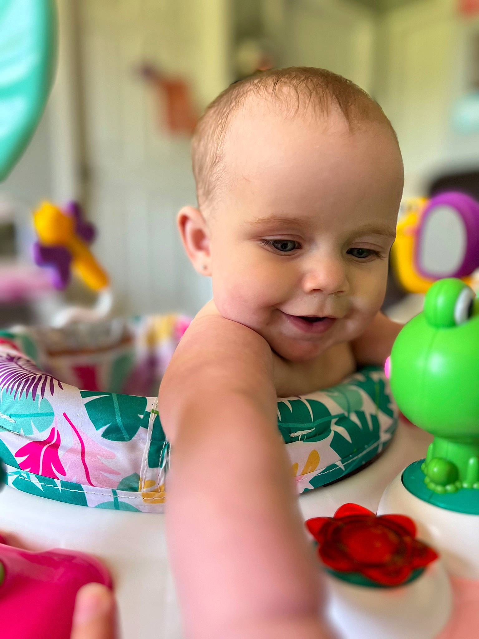 Elouise joined the competition — help win amazing prizes! baby, baby_playing_with_toys, baby_products, baby_toddler_clothing, balloon, cheek, child, event, fun, green, happy, leisure, party, person, play, sitting, skin, smile, toddler, toy