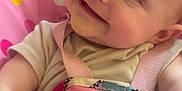 Nova is registered to the contest to win money with this photo: baby, blue, child, closeup, clothing, colorful, cute, fabric, happy, infant, minnie_mouse, pattern, person, pink, playful, portrait, red, smiling, straps, yellow
