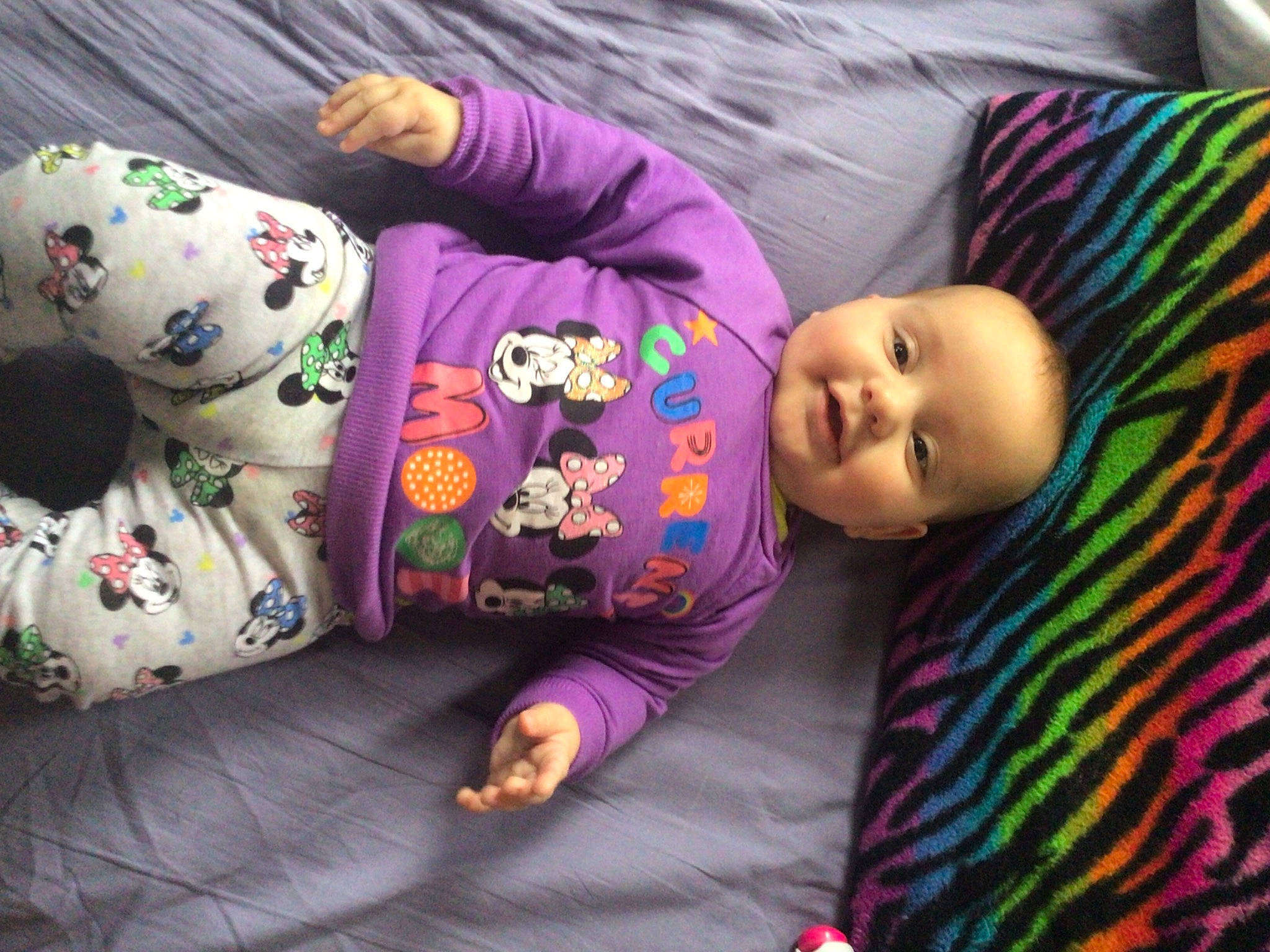 Delaney Sanborn joined the competition — help win amazing prizes! arm, baby, baby_toddler_clothing, cheek, child, comfort, facial_expression, floor, flooring, head, outerwear, person, pink, purple, skin, sleeve, textile, toddler, vertebrate, violet