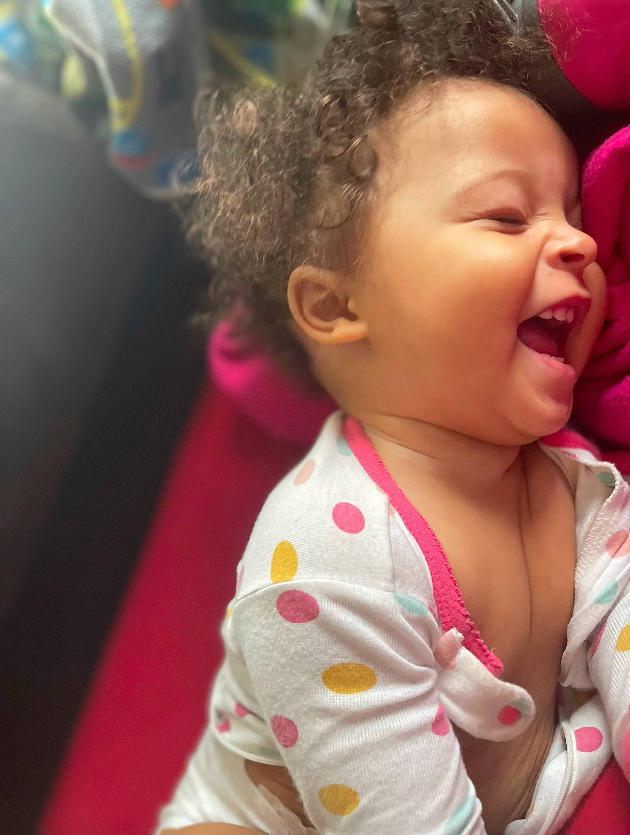 Khaniya is registered to the contest to win money with this photo: baby, baby_laughing, baby_toddler_clothing, cheek, chin, ear, eye, eyebrow, gesture, happy, human_body, iris, lip, mouth, neck, nose, person, skin, sleeve, smile