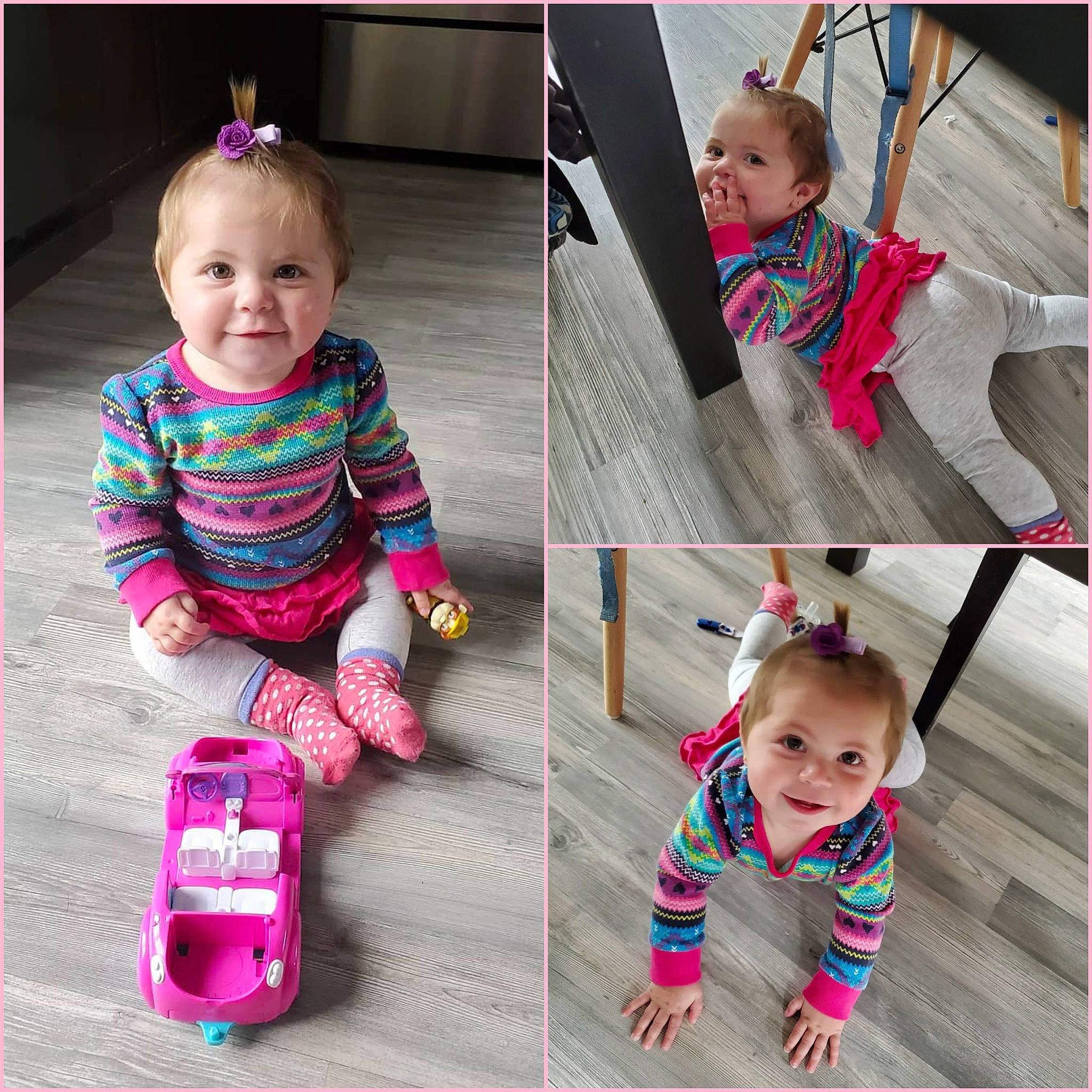 Kaylee participe au concours pour gagner de l'argent avec cette photo : baby, baby_products, baby_toddler_clothing, child, design, dress, ear, footwear, joy, outerwear, pattern, person, photography, pink, play, product, shoe, sibling, smile, toddler