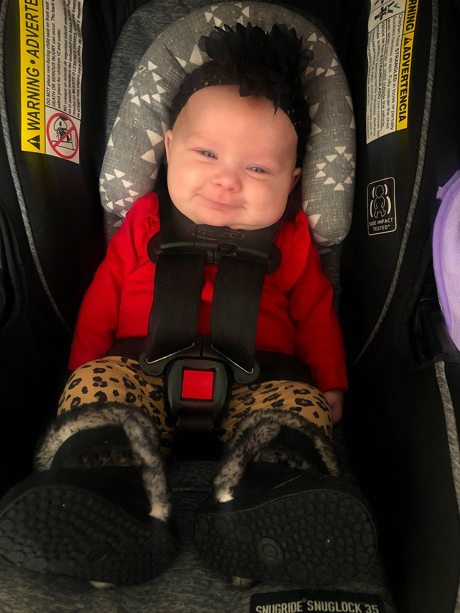 Brynnlee is registered to the contest to win money with this photo: auto_part, baby_carriage, baby_in_car_seat, baby_products, car_seat, car_seat_cover, child, joy, person, personal_protective_equipment, product, toddler, wetsuit