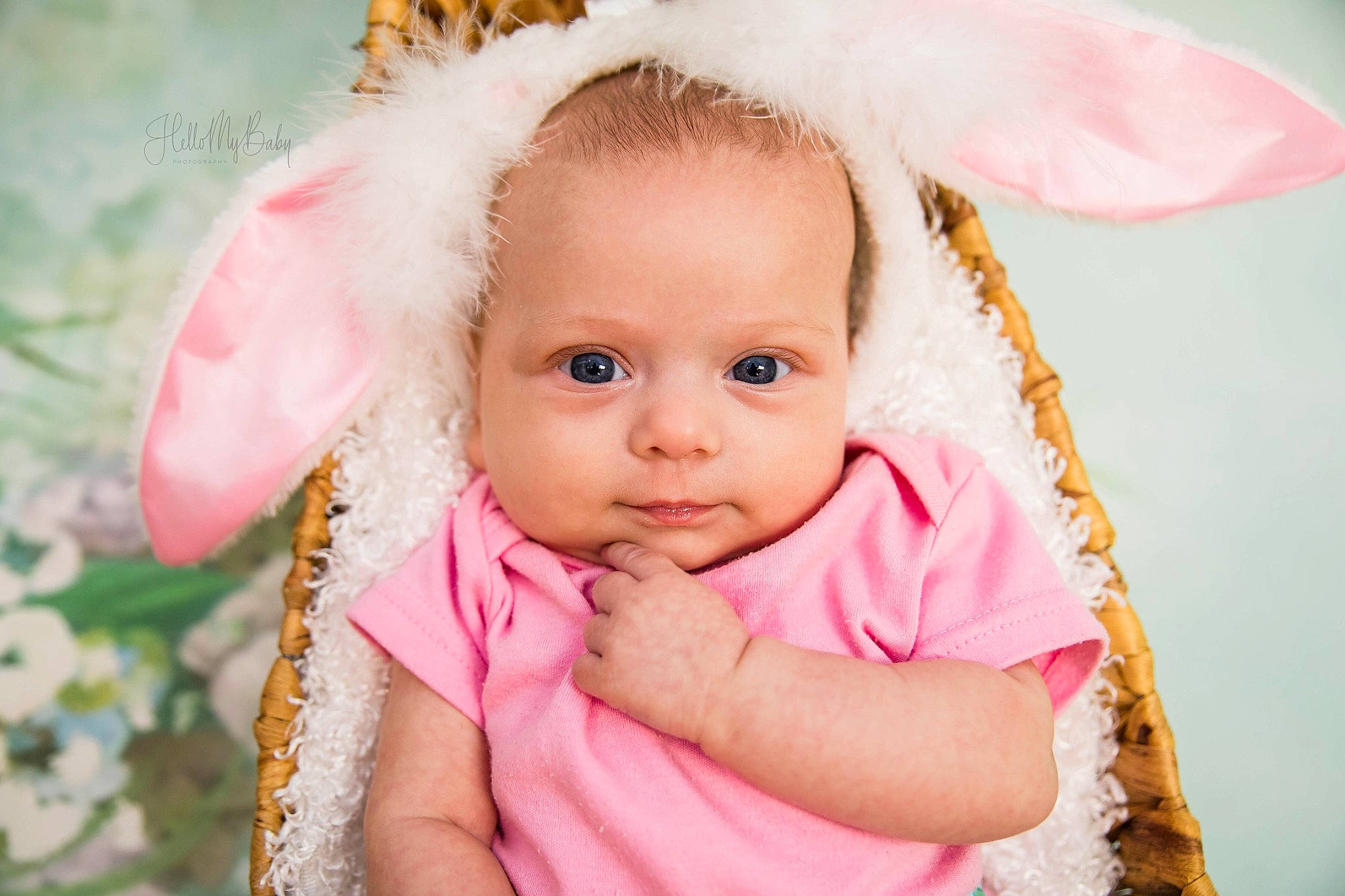 Sarah is registered to the contest to win money with this photo: baby, baby_toddler_clothing, child, costume_hat, ear, eye, eyelash, face, fun, grass, happy, headband, headpiece, iris, lip, magenta, person, pink, skin, textile