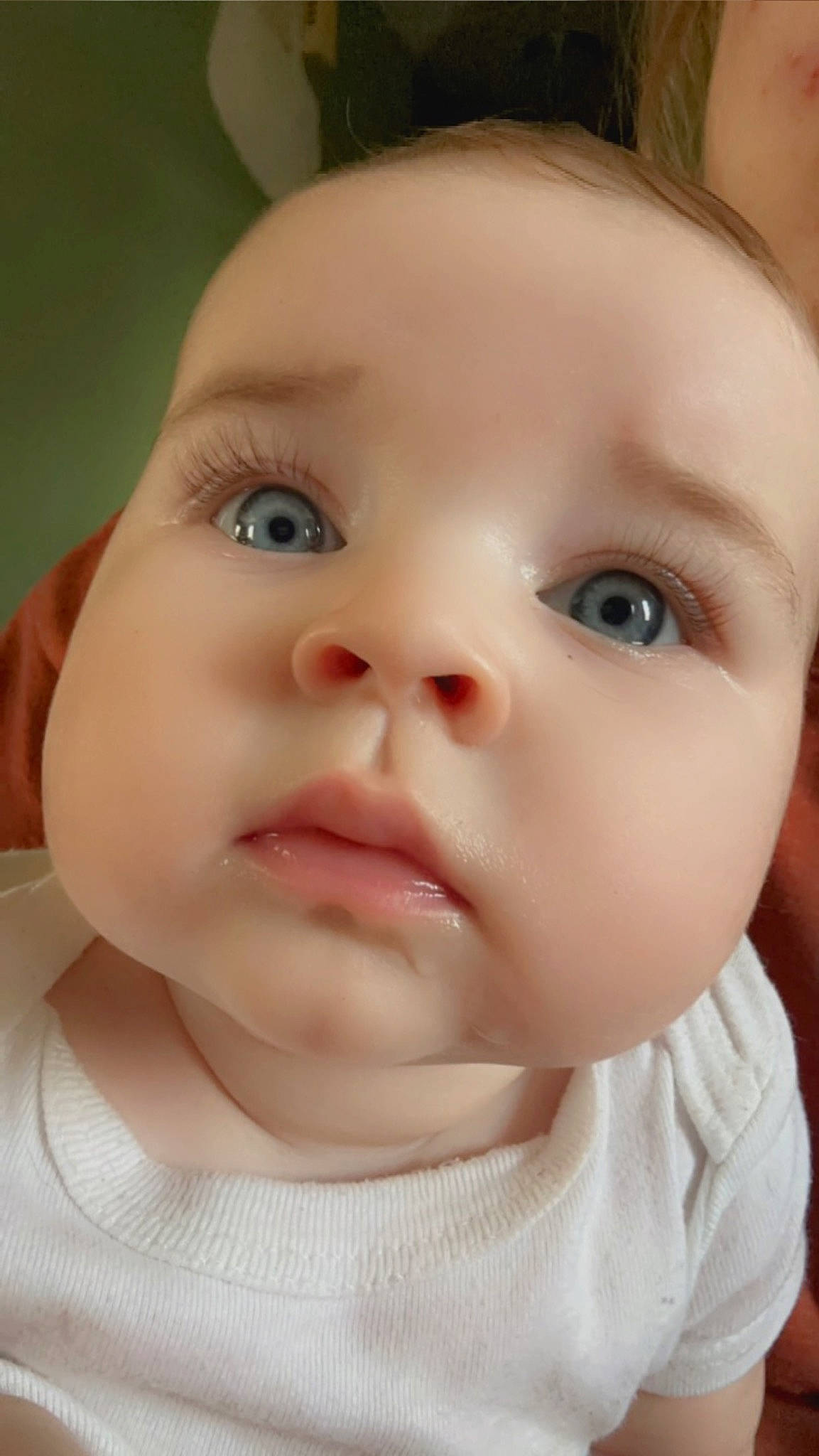 Aubrey is registered to the contest to win money with this photo: baby, baby_toddler_clothing, cheek, child, close_up, collar, eyebrow, eyelash, iris, lip, neck, no_expression, nose, peach, person, portrait_photography, skin, toddler
