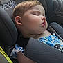 Lucia is registered to the contest to win money with this photo: toddler, child, sleeping, car_seat, seatbelt, safety, hair, face, closed_eyes, clothing, blue, white, skin, transportation, interior, window, seat, rest, nap, young