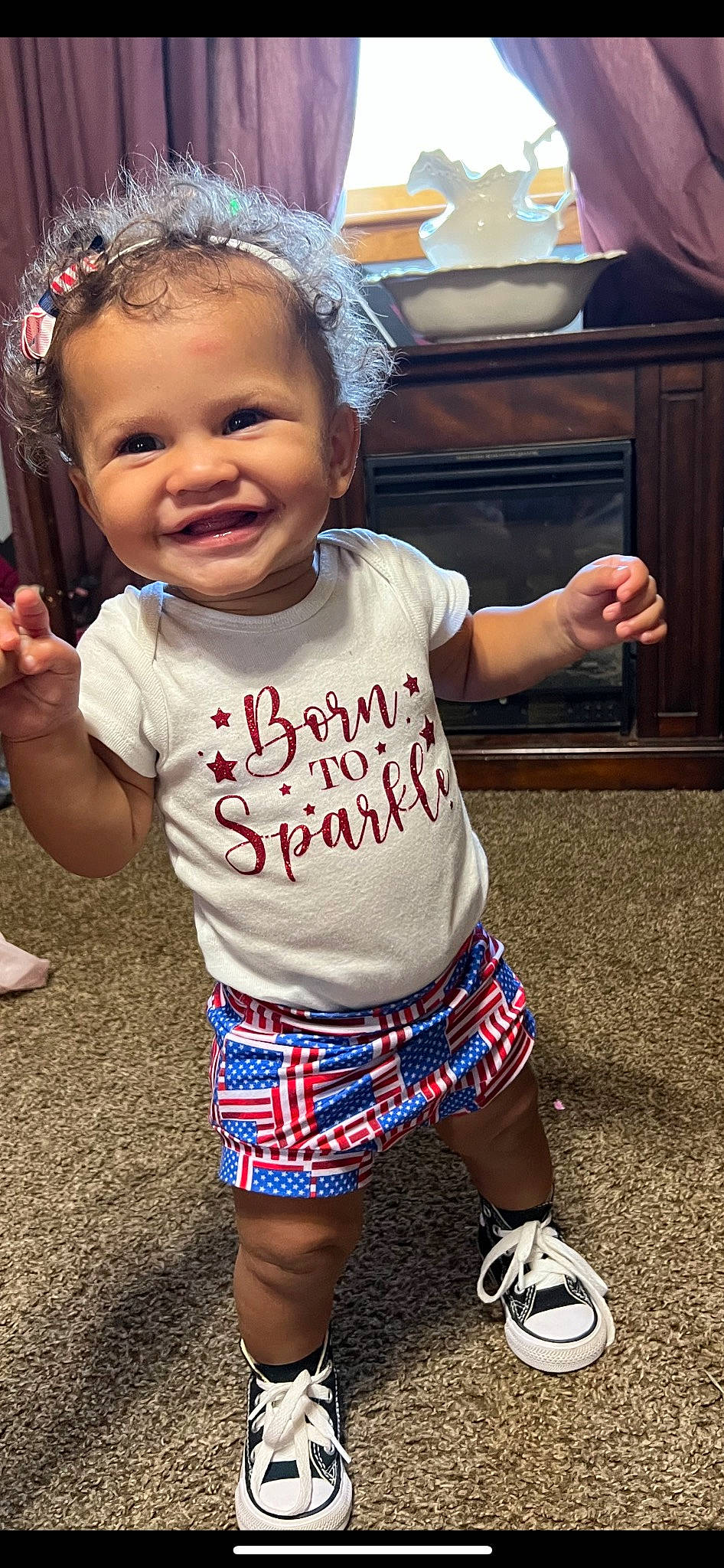 Imberlynn joined the competition — help win amazing prizes! baby, baby_toddler_clothing, cabinetry, child, cool, face, fun, hand, happy, head, iris, joy, nose, person, pink, shorts, skin, sleeve, smile, sneakers