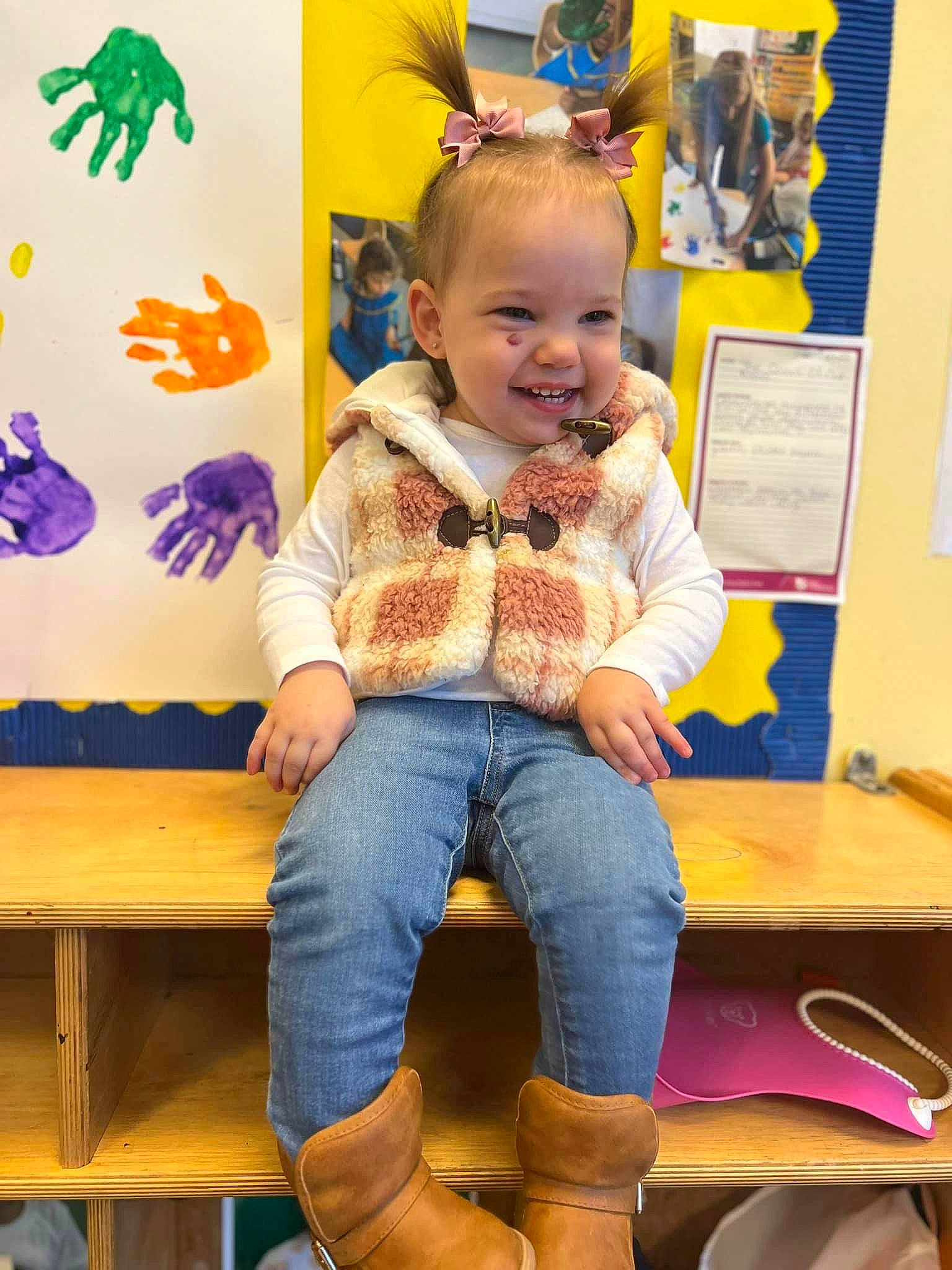 Ryder joined the competition — help win amazing prizes! blue, chair, child, denim, electric_blue, event, fun, happy, head, human_leg, jeans, joy, knee, person, purple, room, sitting, smile, sock, thigh