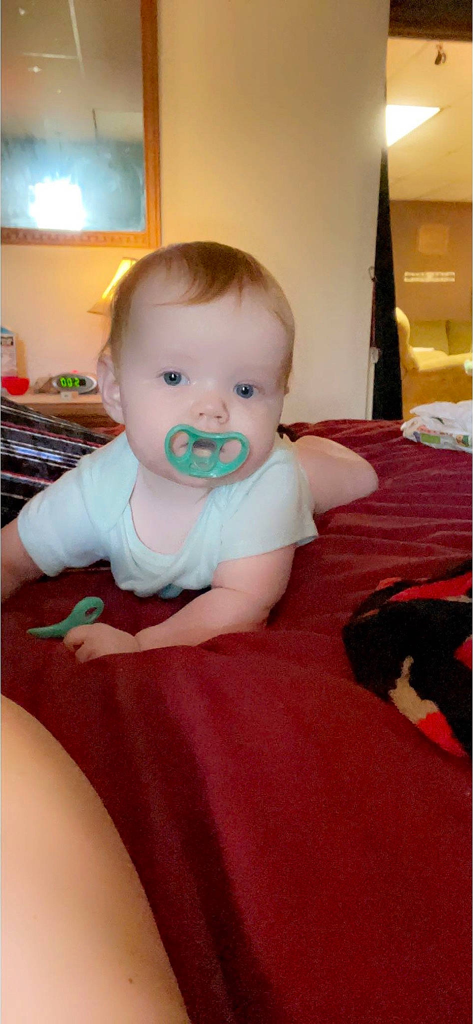 Everlee joined the competition — help win amazing prizes! baby, baby_toddler_clothing, cheek, child, comfort, computer_keyboard, floor, flooring, fun, happy, input_device, peach, peripheral, person, pink, room, sitting, skin, sleeve, toddler