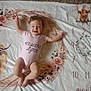 baby, blanket, carpet, cheerful, cute, floral, hair, hand_raised, highland_cow, illustration, infant, lying_down, milestone_blanket, numbers, onesie, pink, portrait, smiling, toes, wreath