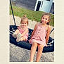 casual_clothing, child, children, daylight, footwear, fun, girl, girls, grass, happy, kids, outdoor, park, pink_dress, playground, portrait, rope_swing, smile, summer, swing