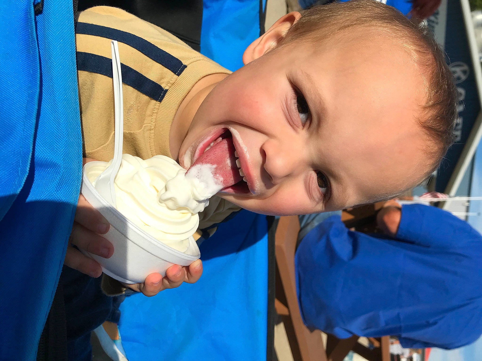 James joined the competition — help win amazing prizes! arm, baby, baby_products, baby_toddler_clothing, blue, cheek, child, ear, electric_blue, event, finger, fun, gesture, hand, happy, mouth, nose, person, skin, smile