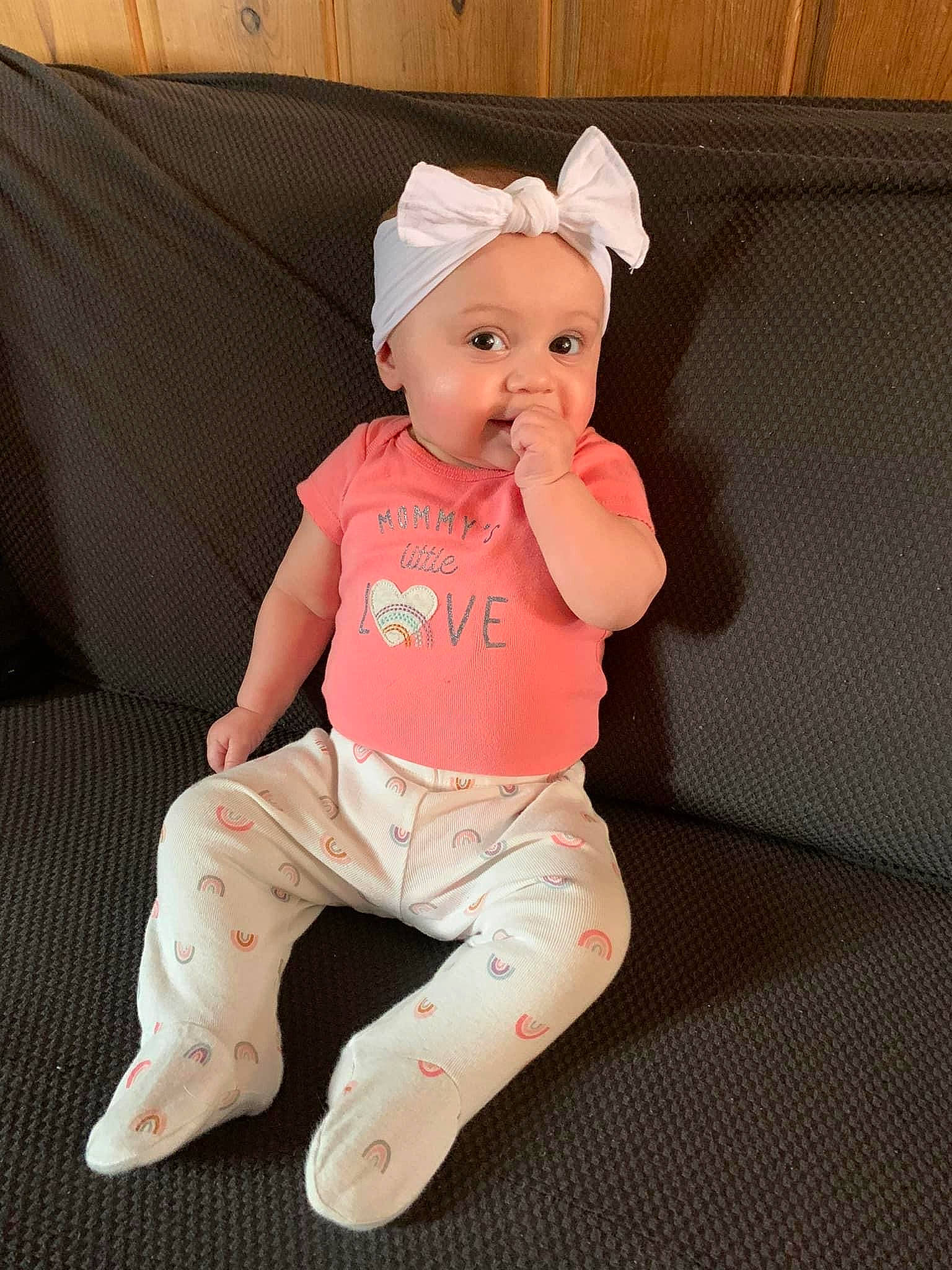Marleigh joined the competition — help win amazing prizes! abdomen, arm, baby, baby_toddler_clothing, cheek, comfort, finger, foot, headwear, human_body, human_leg, knee, leg, person, skin, sleeve, sock, stomach, t_shirt, thigh