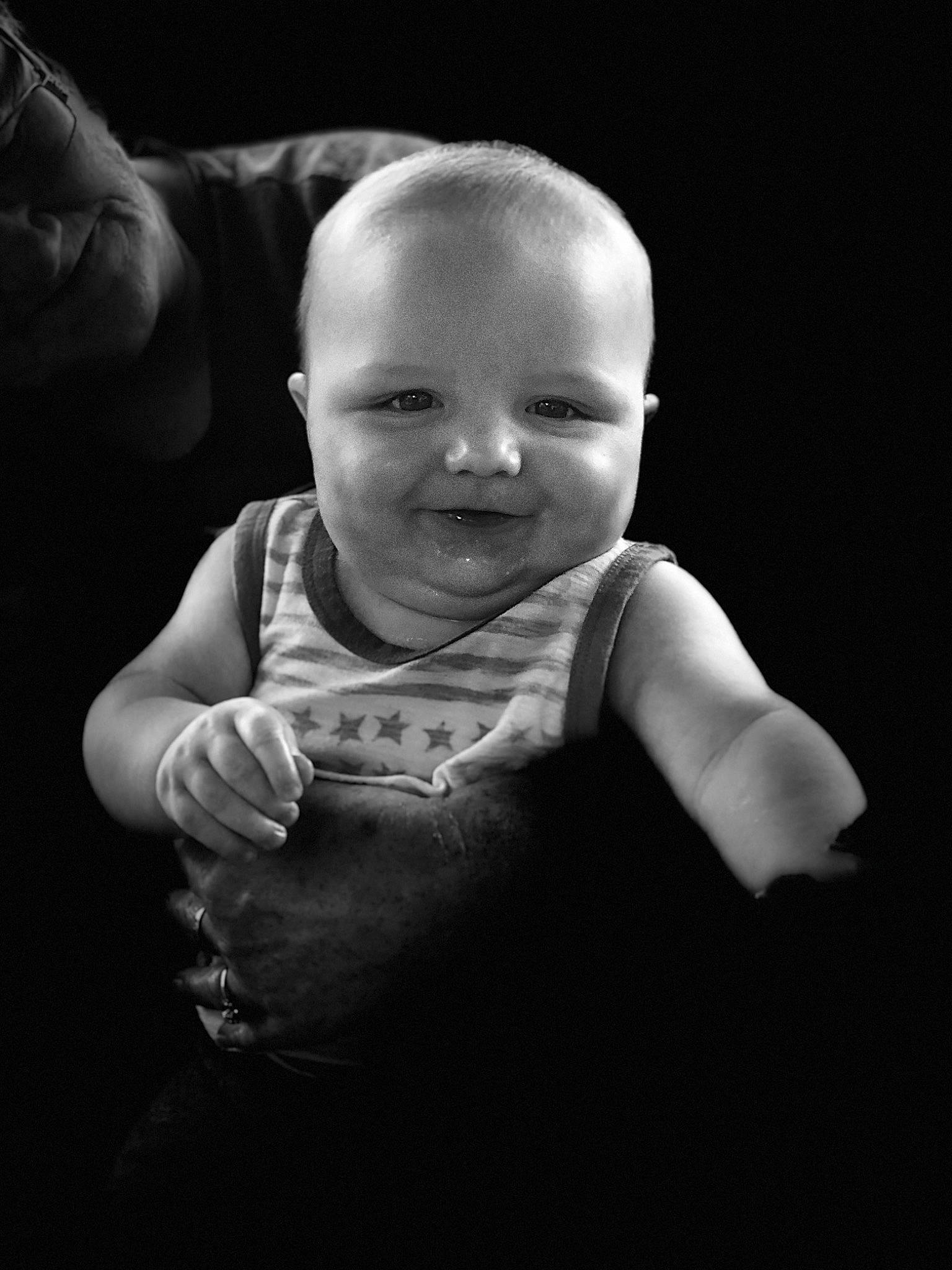 Vintage joined the competition — help win amazing prizes! arm, baby, black, black_and_white, cheek, child, face, facial_expression, flash_photography, hand, head, monochrome, monochrome_photography, person, photograph, photography, portrait, portrait_photography, skin, smile