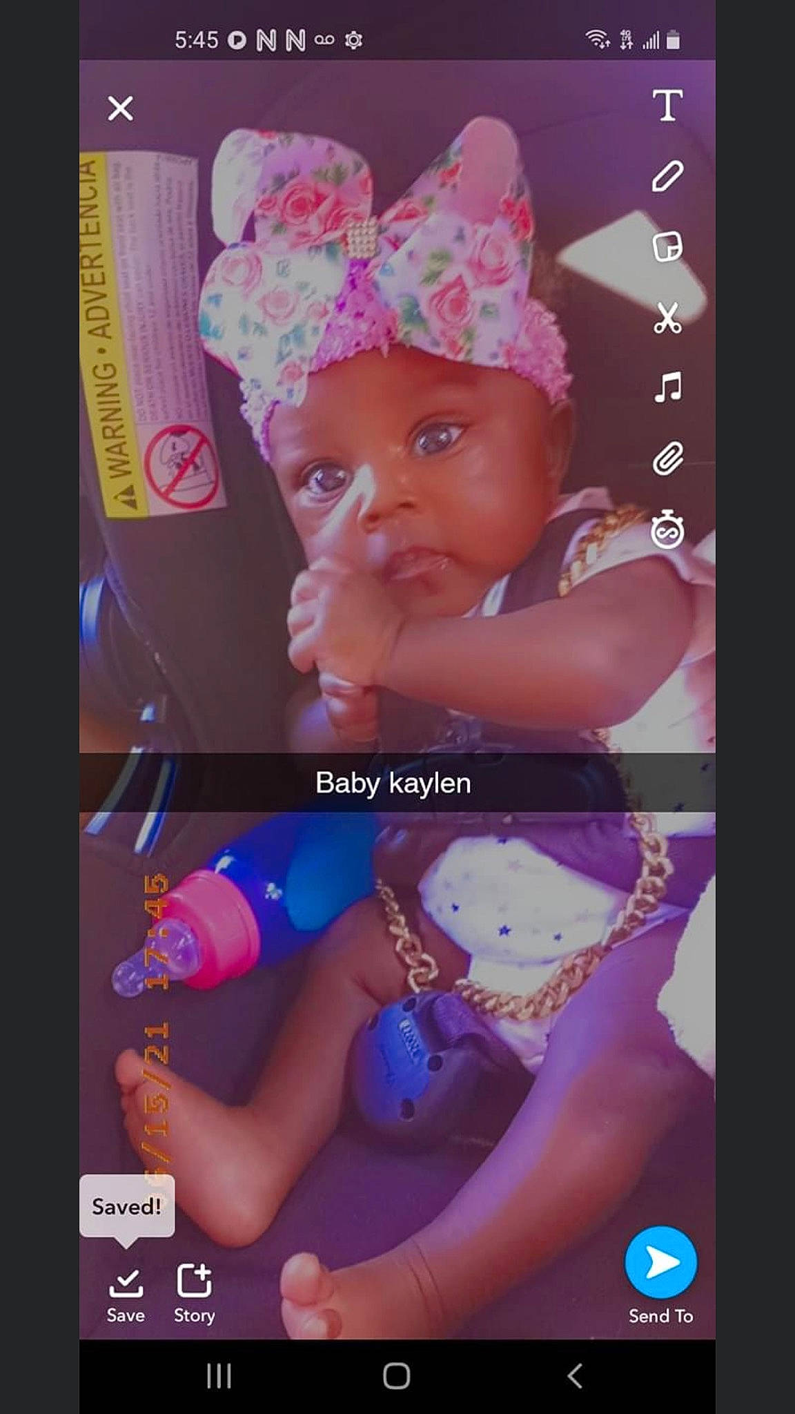 Kaylen is registered to the contest to win money with this photo: art, baby, cap, child, eyelash, fashion_accessory, font, headband, headpiece, headwear, jewellery, magenta, nail, pattern, person, photo_caption, pink, purple, screenshot, thigh