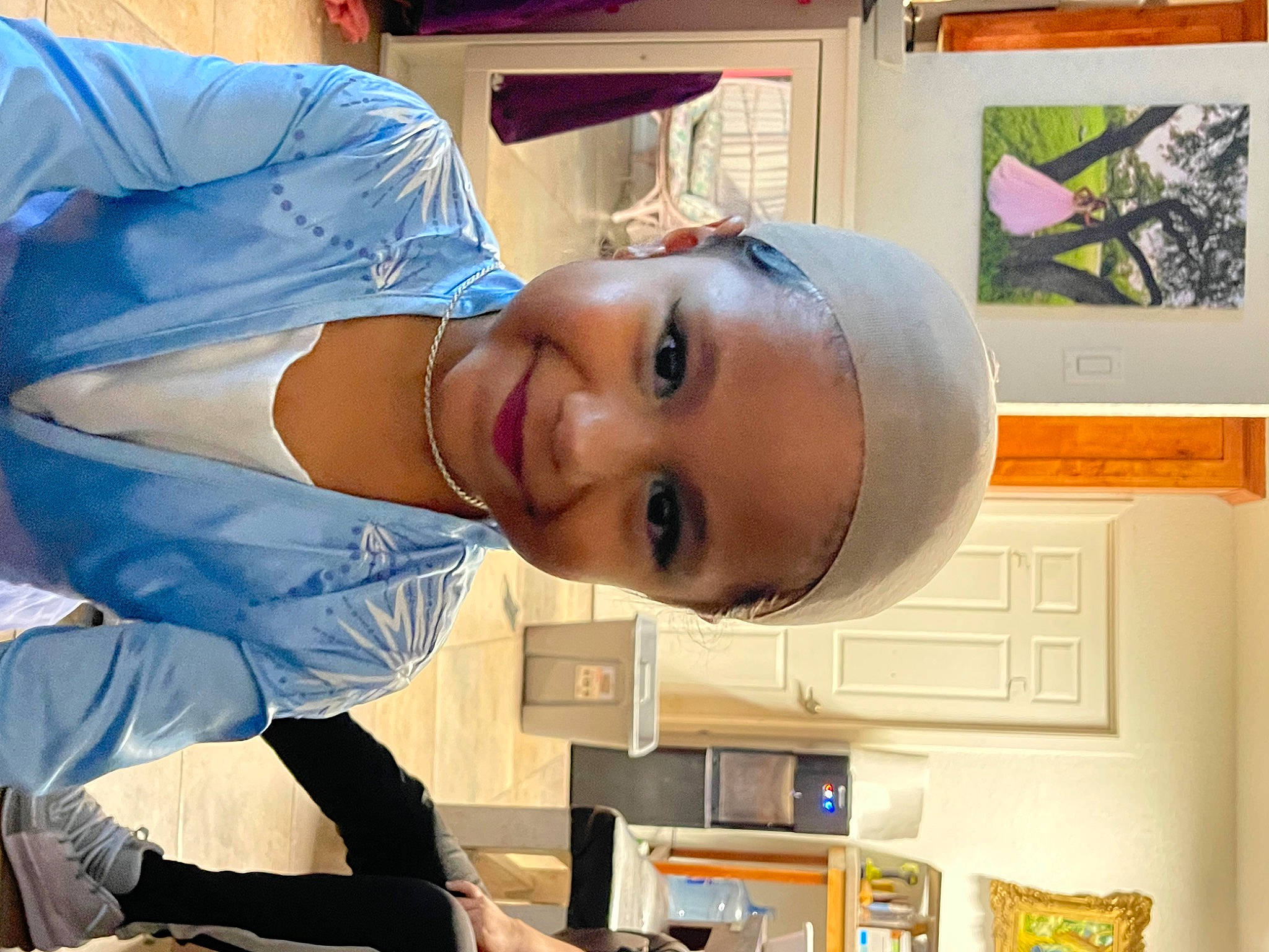 Tatiana is registered to the contest to win money with this photo: baby, chest, child, electric_blue, eyelash, happy, hat, headwear, hospital, jaw, joy, mouth, nose, person, picture_frame, room, service, smile, t_shirt, toddler