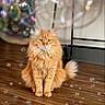 animal, bubbles, cat, closeup, cute, domestic_cat, eyes, flooring, fluffy, fur, furniture, household, indoor, orange_cat, pet, playful, sitting, tail, whiskers, wooden_floor