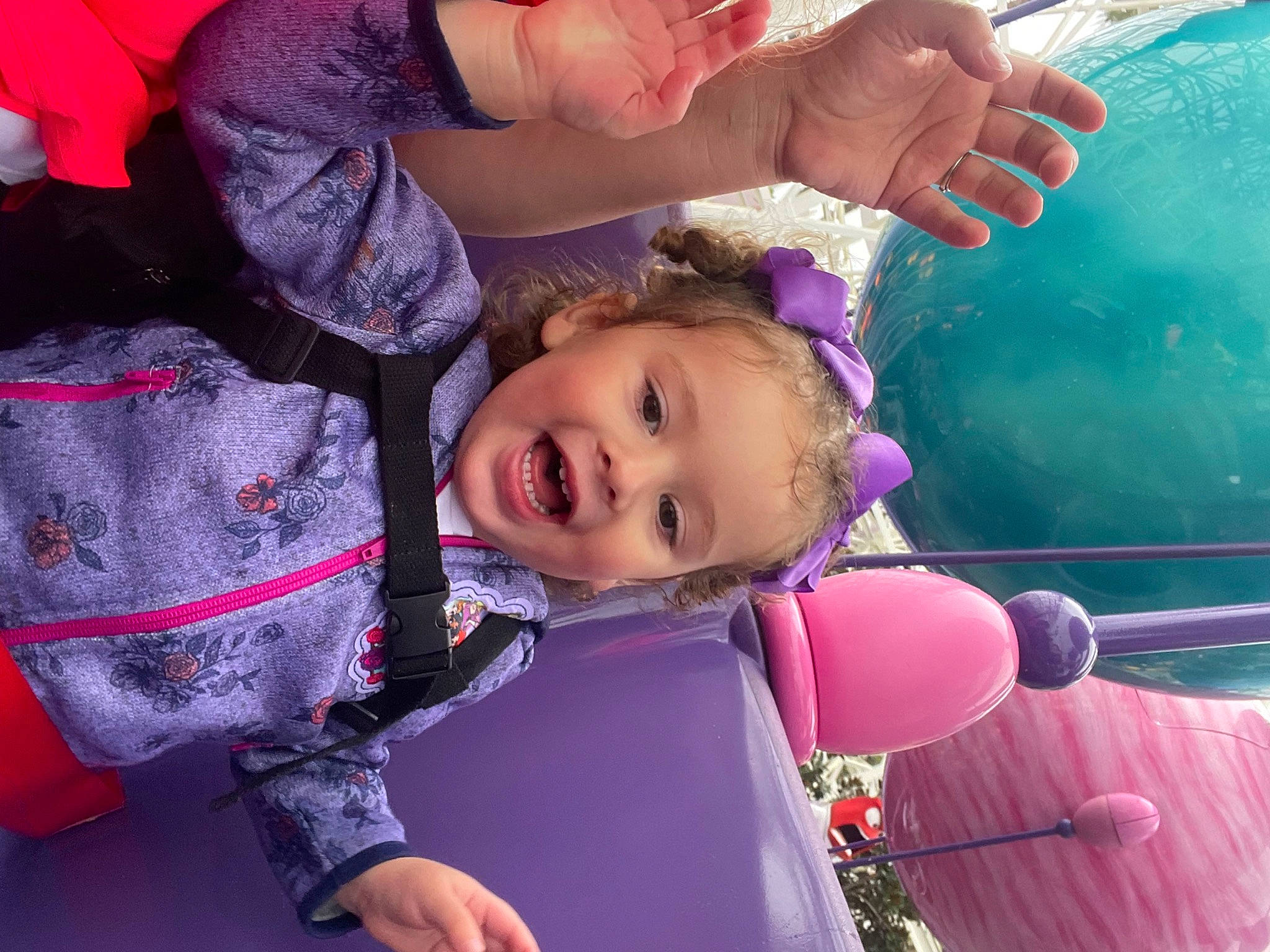 Savannah joined the competition — help win amazing prizes! baby_toddler_clothing, child, event, eye, fun, gesture, happy, head, leisure, magenta, person, photograph, pink, purple, recreation, skin, smile, toddler, vacation, violet