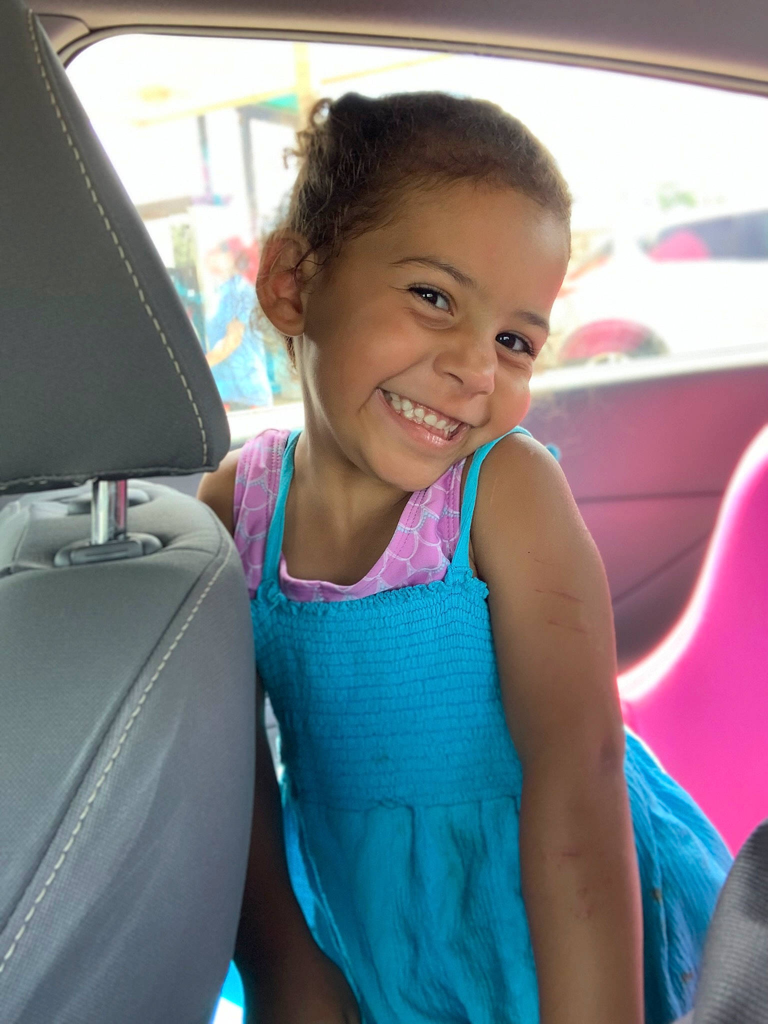 Kaydence joined the competition — help win amazing prizes! auto_part, automotive_design, automotive_exterior, car, car_seat, car_seat_cover, child, happy, head_restraint, joy, leisure, mode_of_transport, motor_vehicle, passenger, person, personal_luxury_car, seat_belt, smile, toddler, travel