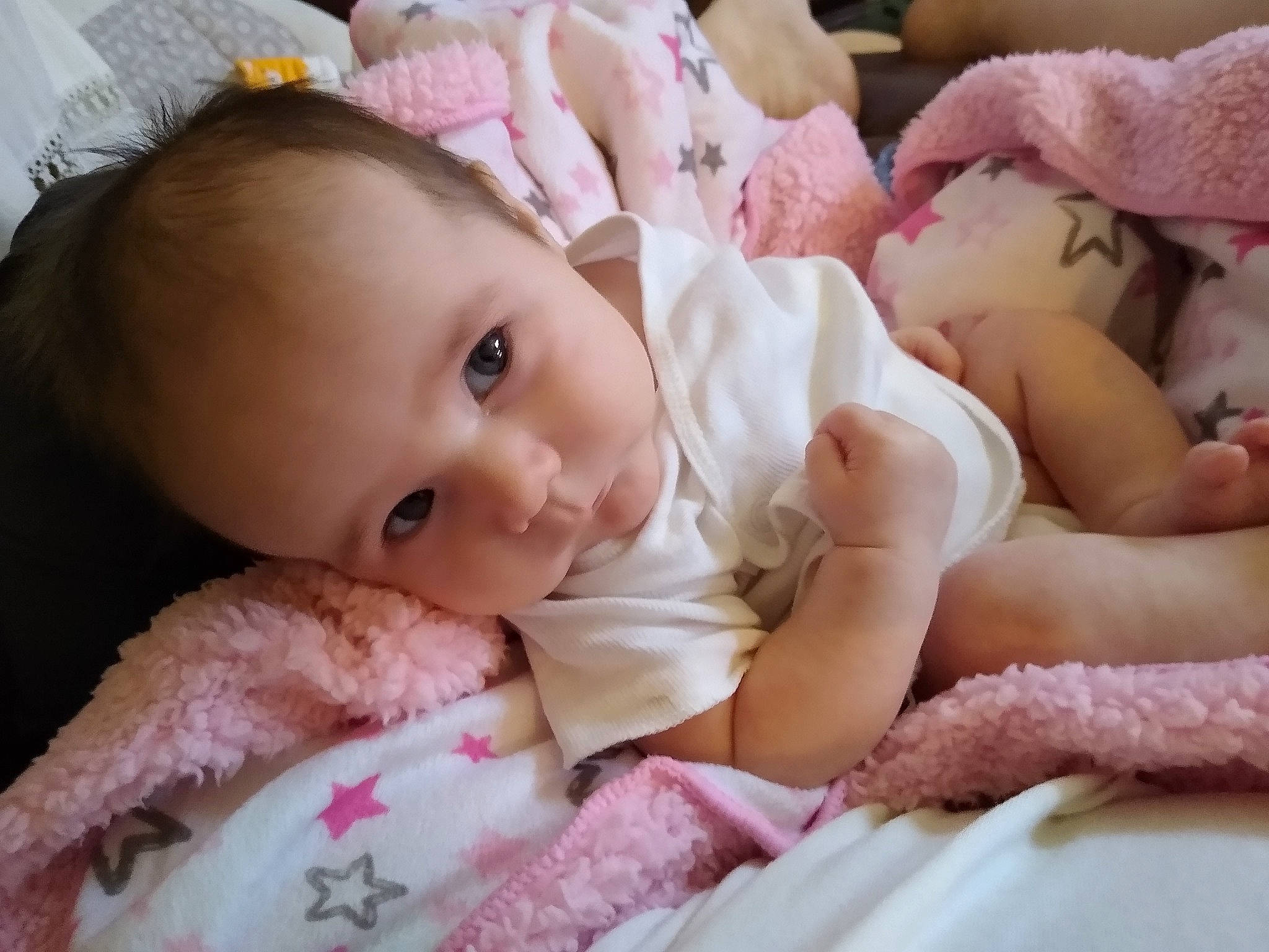 Josephine joined the competition — help win amazing prizes! baby, baby_products, beauty, cheek, child, eye, face, hand, head, iris, linens, lip, mouth, nose, person, pink, product, room, skin, textile