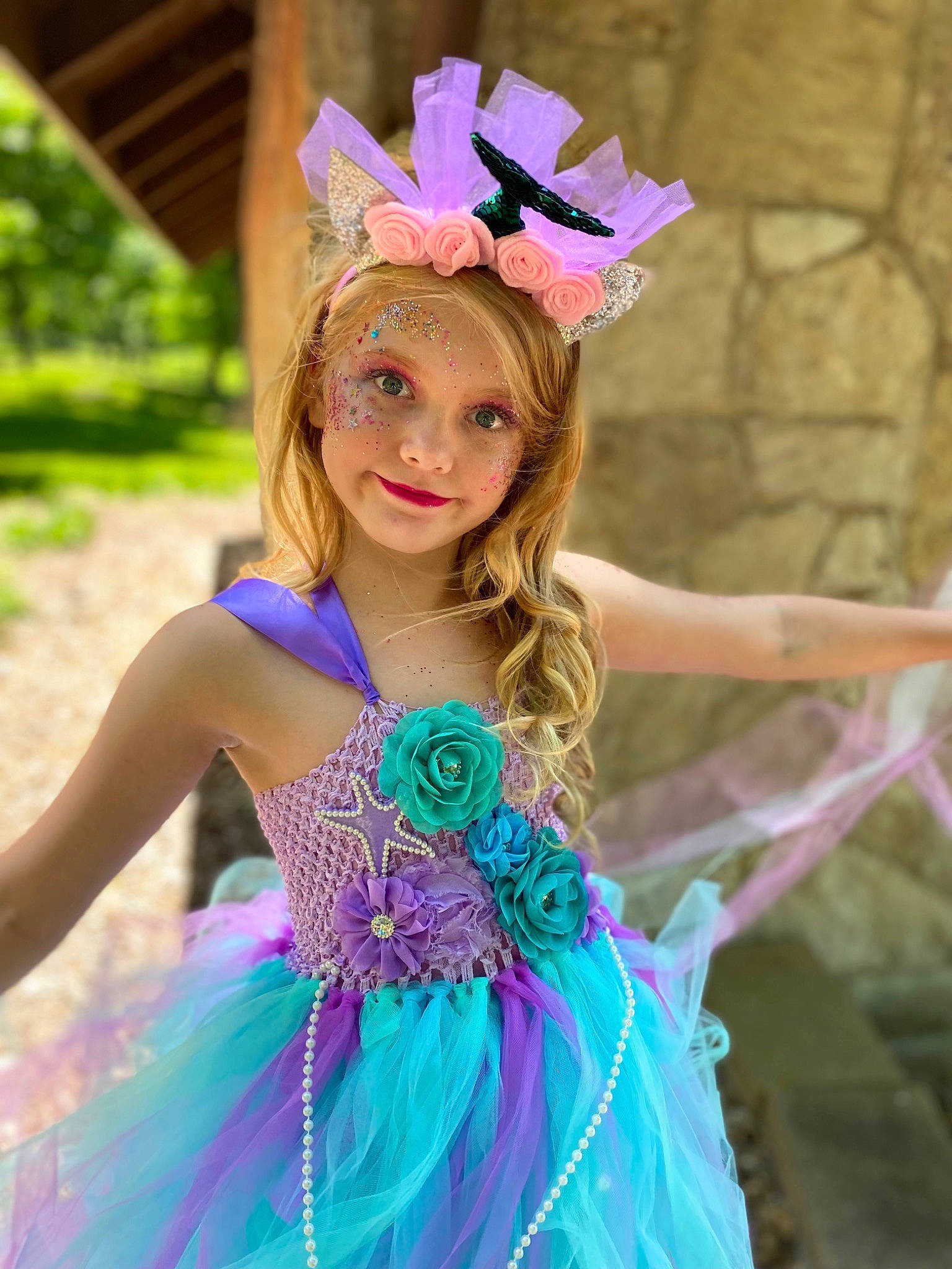 Talyah joined the competition — help win amazing prizes! beauty, entertainment, event, face, fashion_design, feather, fun, green, happy, head, headgear, headpiece, headwear, magenta, mythical_creature, person, pink, purple, smile, violet