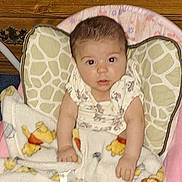 Haylee M joined the competition — help win amazing prizes! baby, child, blanket, winnie_the_pooh, cushion, chair, infant, giraffe_pattern, indoor, person, portrait, cute, red_eye, comfort, clothing, furniture, soft_toys, sleeping_area, home, young