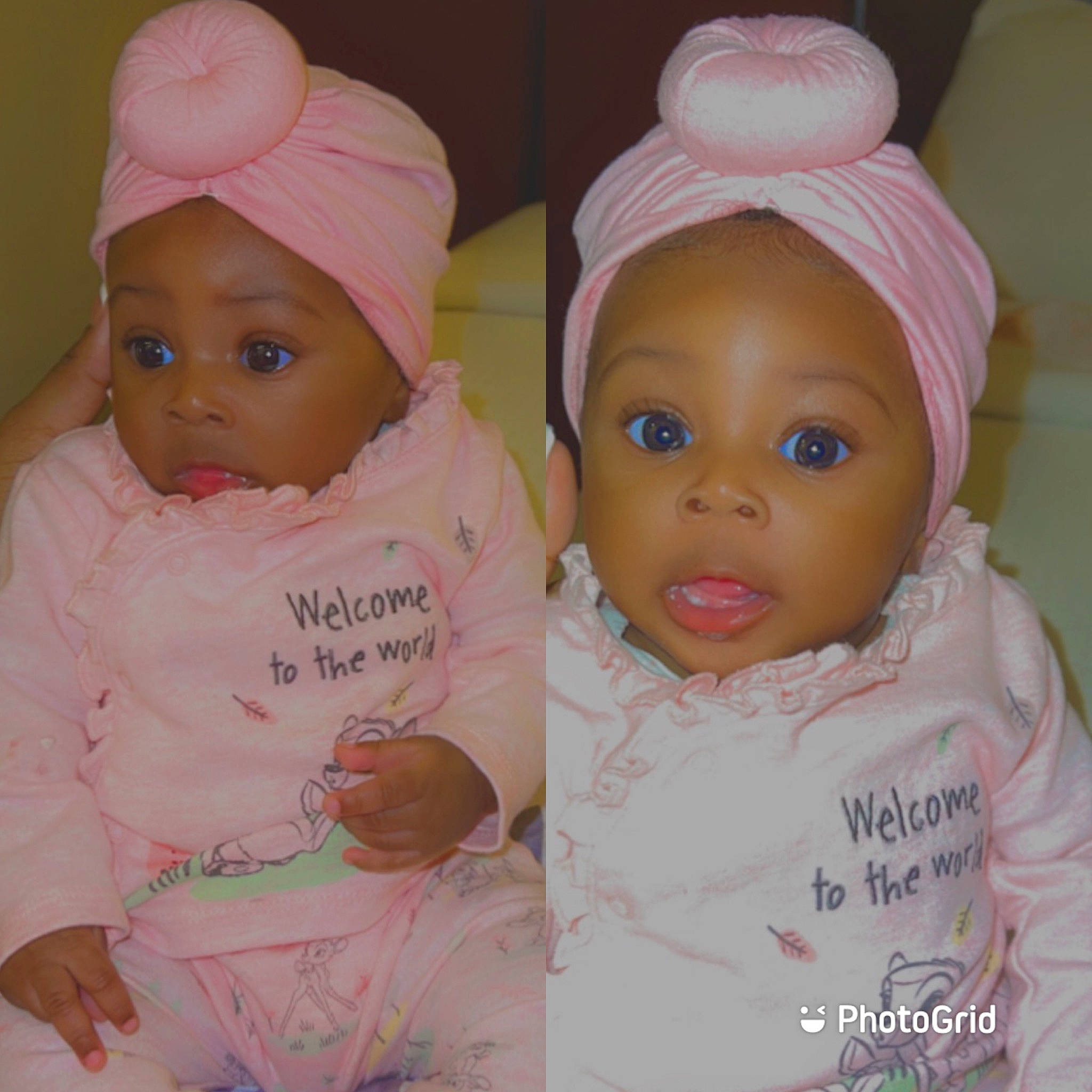 Aliyah is registered to the contest to win money with this photo: baby, baby_toddler_clothing, cap, cheek, child, chin, doll, eye, face, facial_expression, forehead, gesture, head, headgear, headwear, lip, nose, person, pink, skin