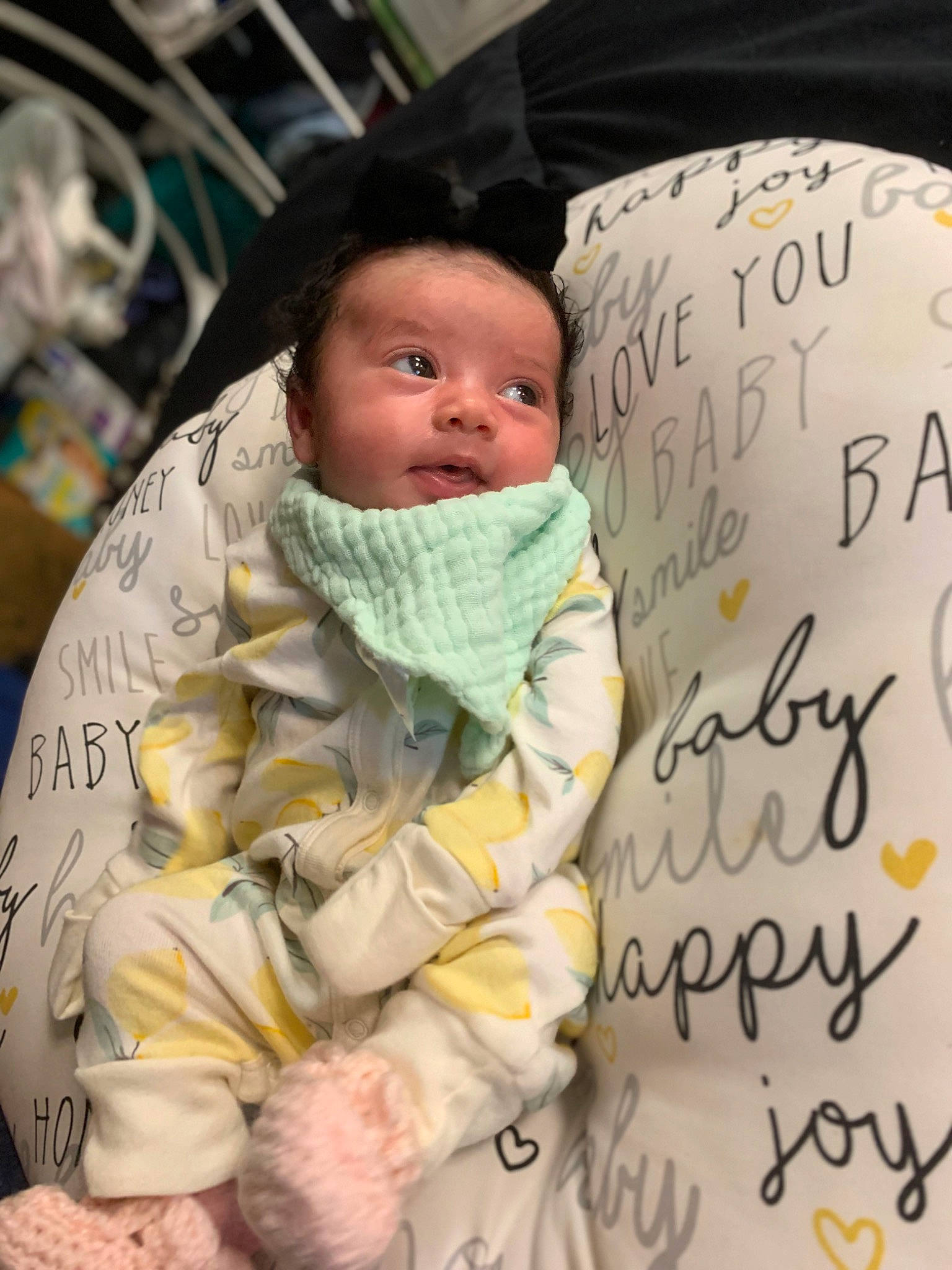Kallie Jade is registered to the contest to win money with this photo: adaptation, baby, baby_products, baby_safety, baby_sleeping, baby_toddler_clothing, cheek, child, comfort, facial_expression, finger, font, handwriting, happy, human, linens, person, room, sitting, textile