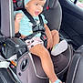 Analiz is registered to the contest to win money with this photo: toddler, child, car_seat, safety_harness, headband, smiling, happy, clothing, footwear, car_interior, window, seat, seatbelt, young_child, transportation, cute, indoors, person, baby, car