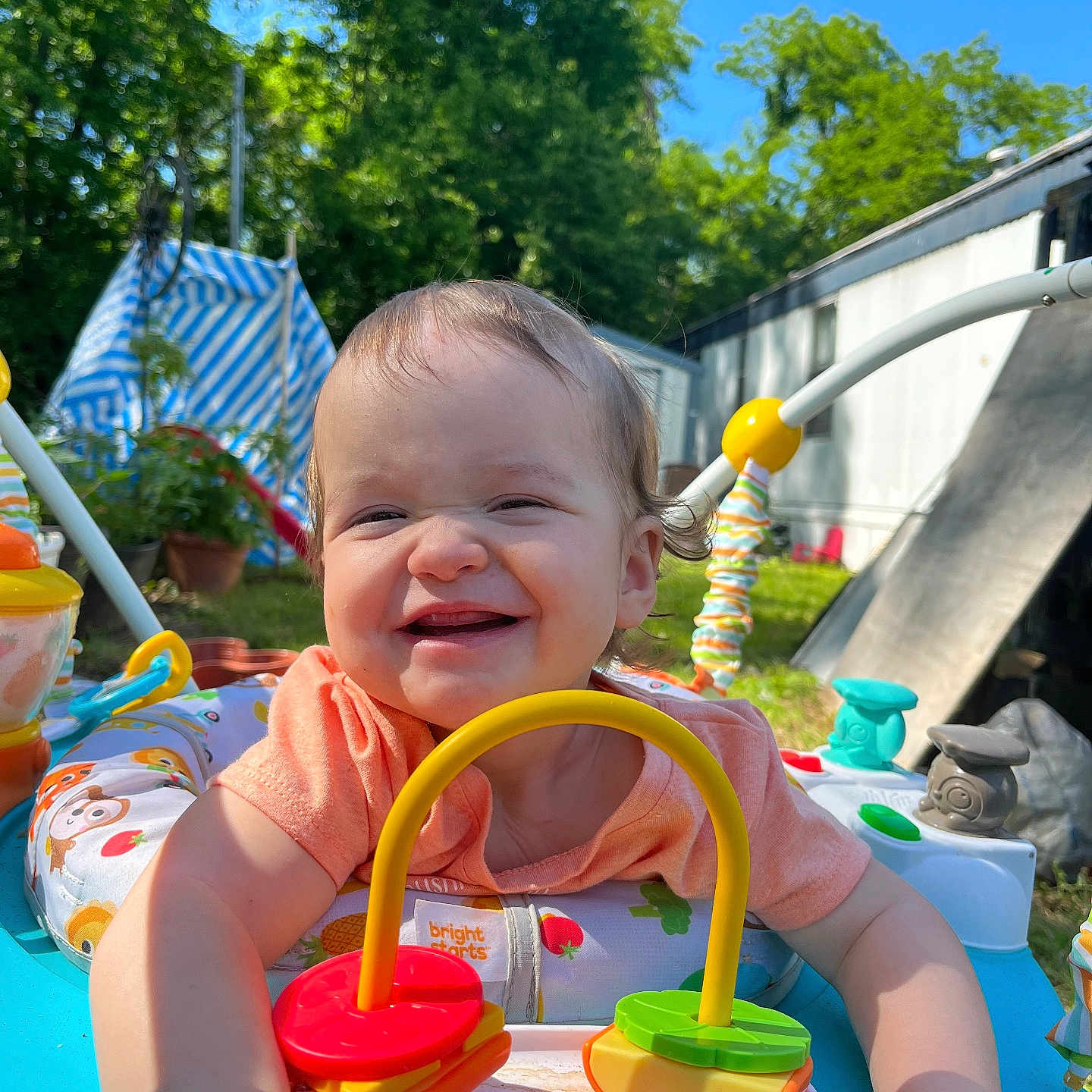 Amaya joined the competition — help win amazing prizes! baby, backyard, face, grass, happy, head, laughing, nature, outdoorplayarea, outdoors, person, photography, plant, playarea, pool, portrait, summer, tree, water, yard