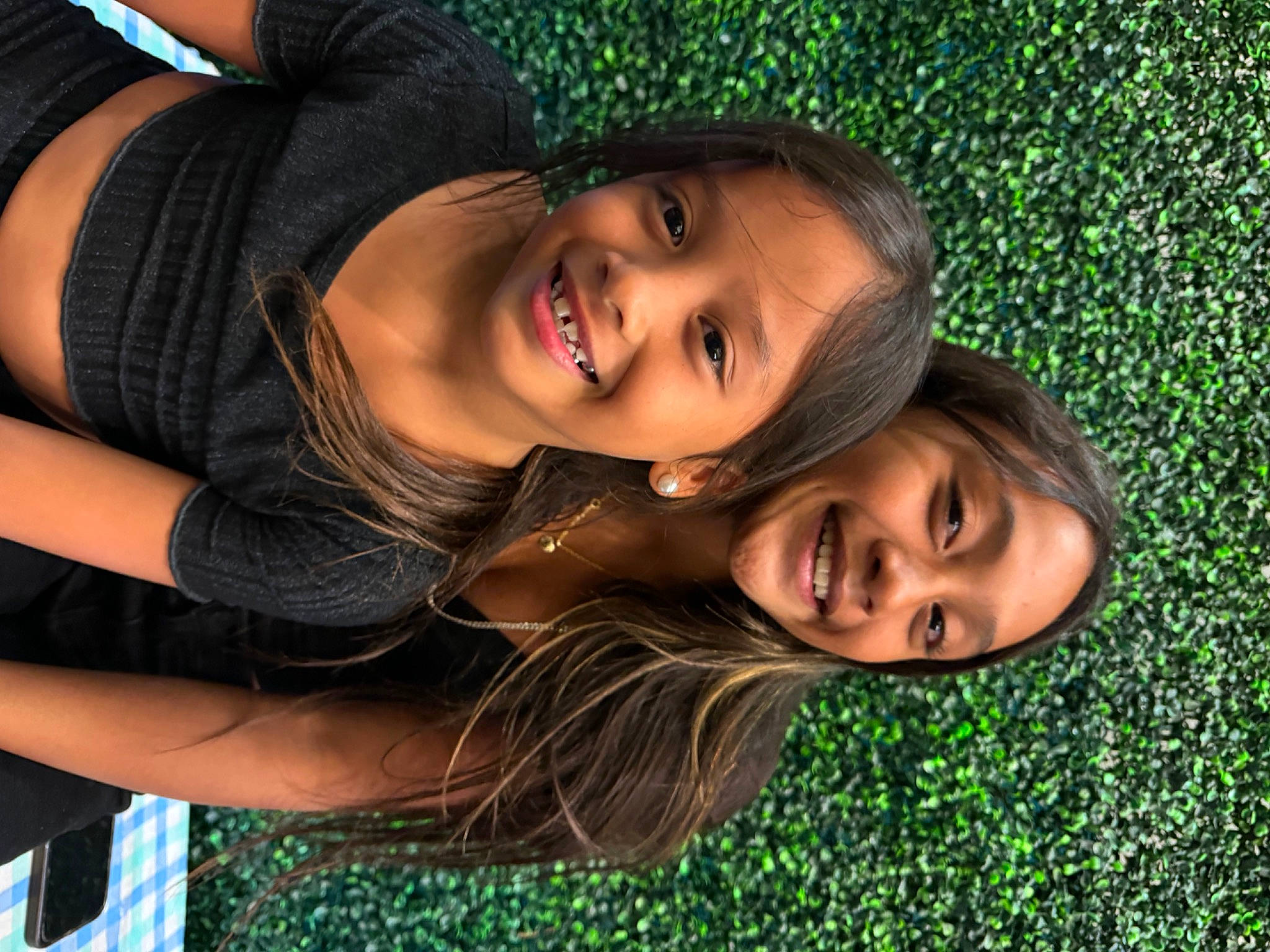 Santali-ann joined the competition — help win amazing prizes! black_hair, blond, facial_expression, flash_photography, friendship, fun, gesture, grass, green, happy, human, interaction, joy, leisure, lip, long_hair, people_in_nature, person, plant, smile