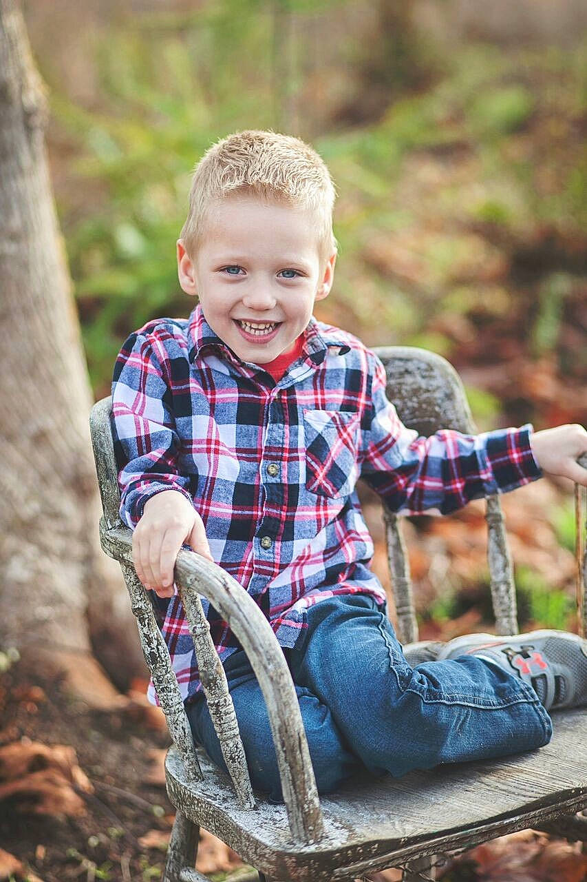 Duke is registered to the contest to win money with this photo: child, fun, grass, infant, joy, pattern, people, person, photograph, photography, plaid, play, portrait_photography, sitting, smile, toddler, tree