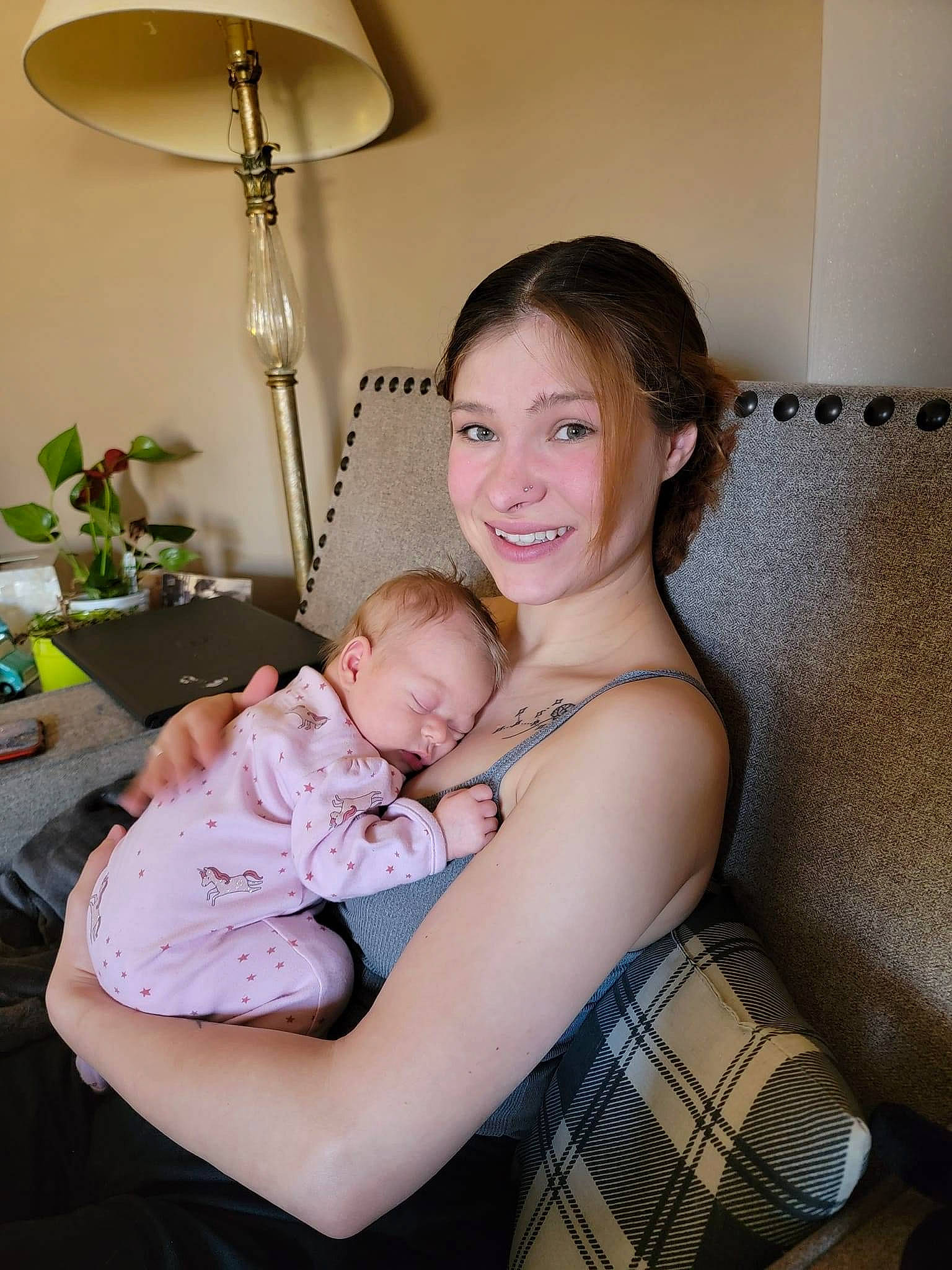 Lila joined the competition — help win amazing prizes! abdomen, baby, chair, child, comfort, couch, event, flooring, fun, happy, joy, lamp, light_fixture, living_room, pattern, person, room, sitting, smile, thigh