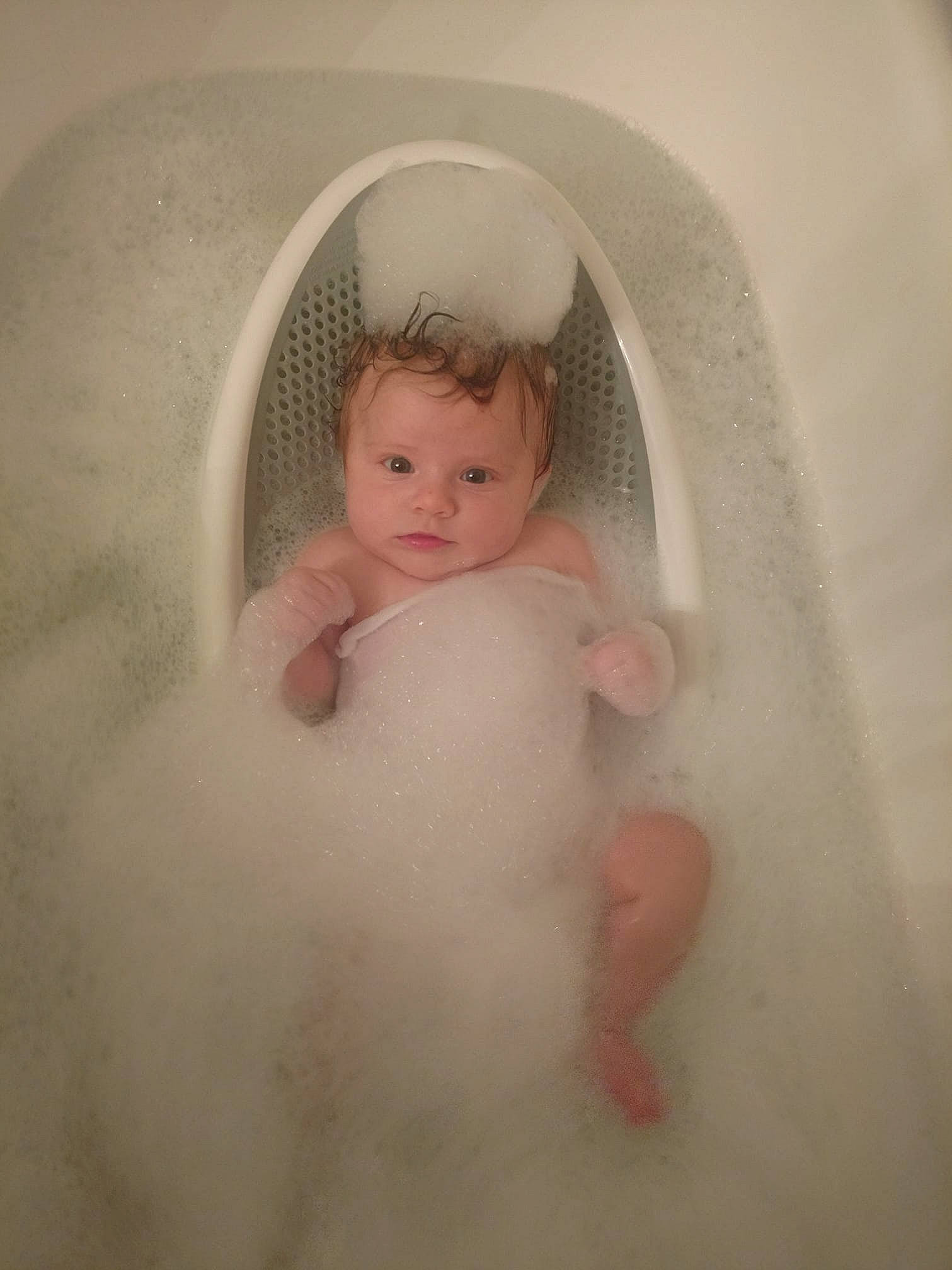 Elora joined the competition — help win amazing prizes! bathing, bathtub, child, girl, infant, person, pink, product, toddler