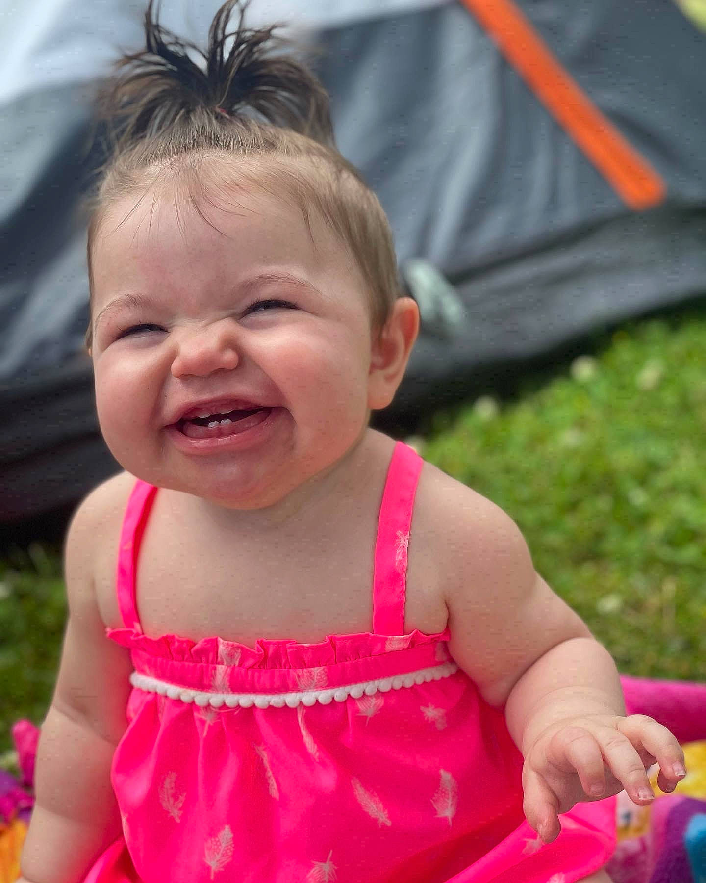 Hopelynn joined the competition — help win amazing prizes! baby, baby_toddler_clothing, cheek, child, dress, event, face, fun, grass, happy, head, iris, joy, leisure, magenta, people, person, photograph, pink, skin