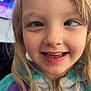 blonde, bodypart, child, clothing, coat, computerhardware, electronics, face, female, girl, hair, happy, head, jacket, mouth, person, photography, portrait, smile, teeth
