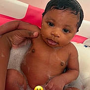 Alaya joined the competition — help win amazing prizes! baby, child, bath, bubbles, water, hand, skin, smile, face, cute, infant, young, person, indoors, clean, wet, expression, holding, privacy, emoji